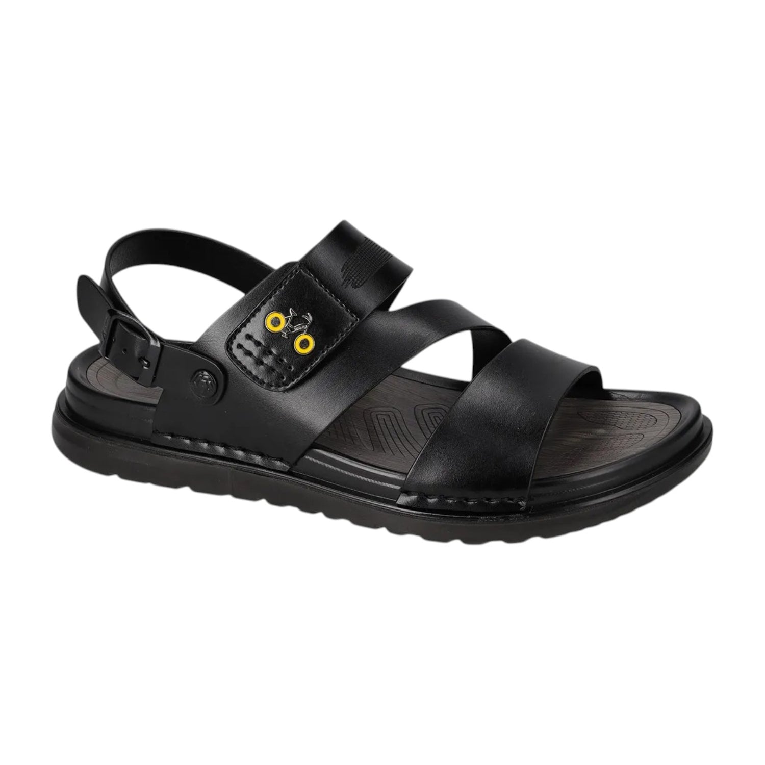Valleverde Sandalo Uomo Nero con Cinturino e Strappo