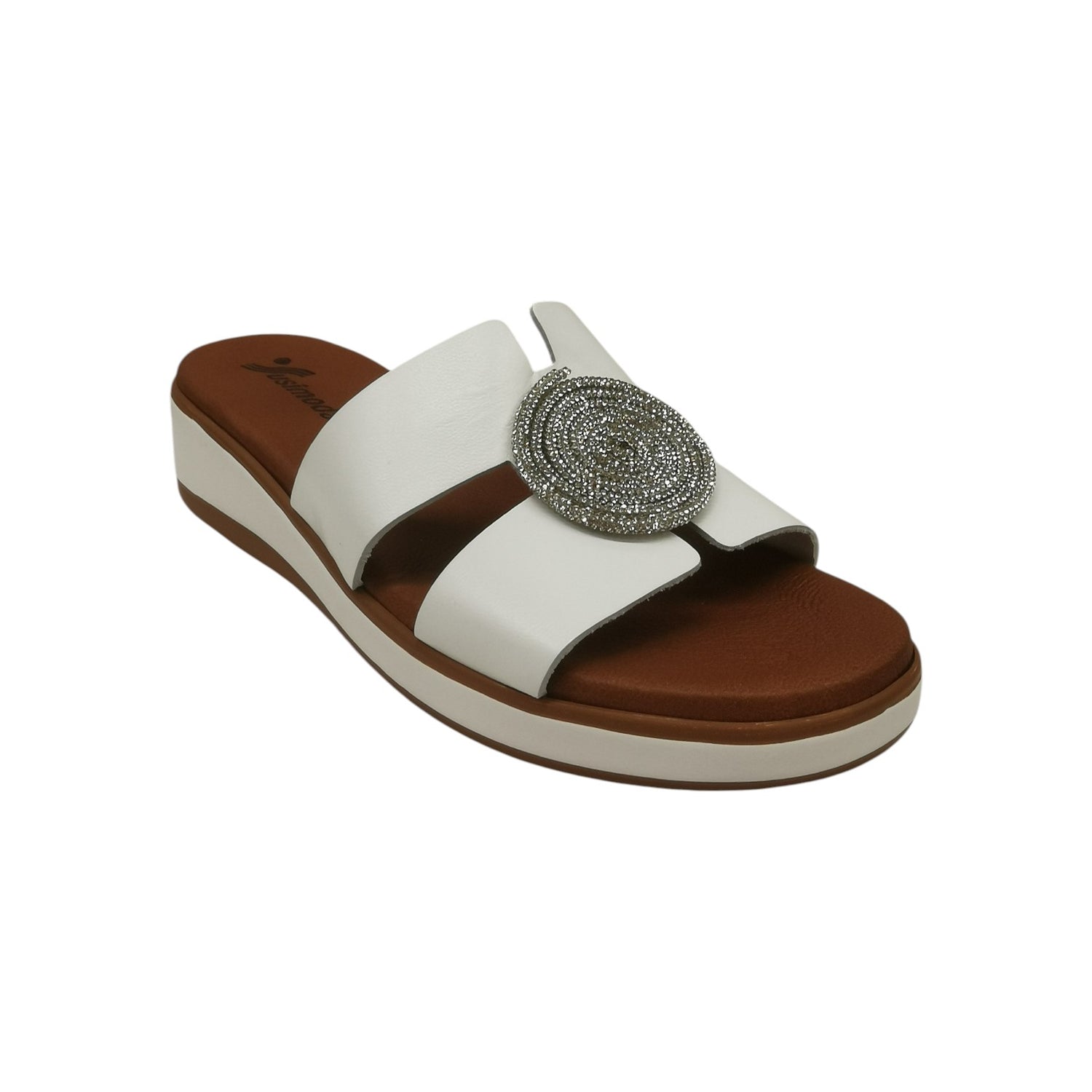 Susimoda Ciabatta Donna in Pelle Bianco Argento con Strass
