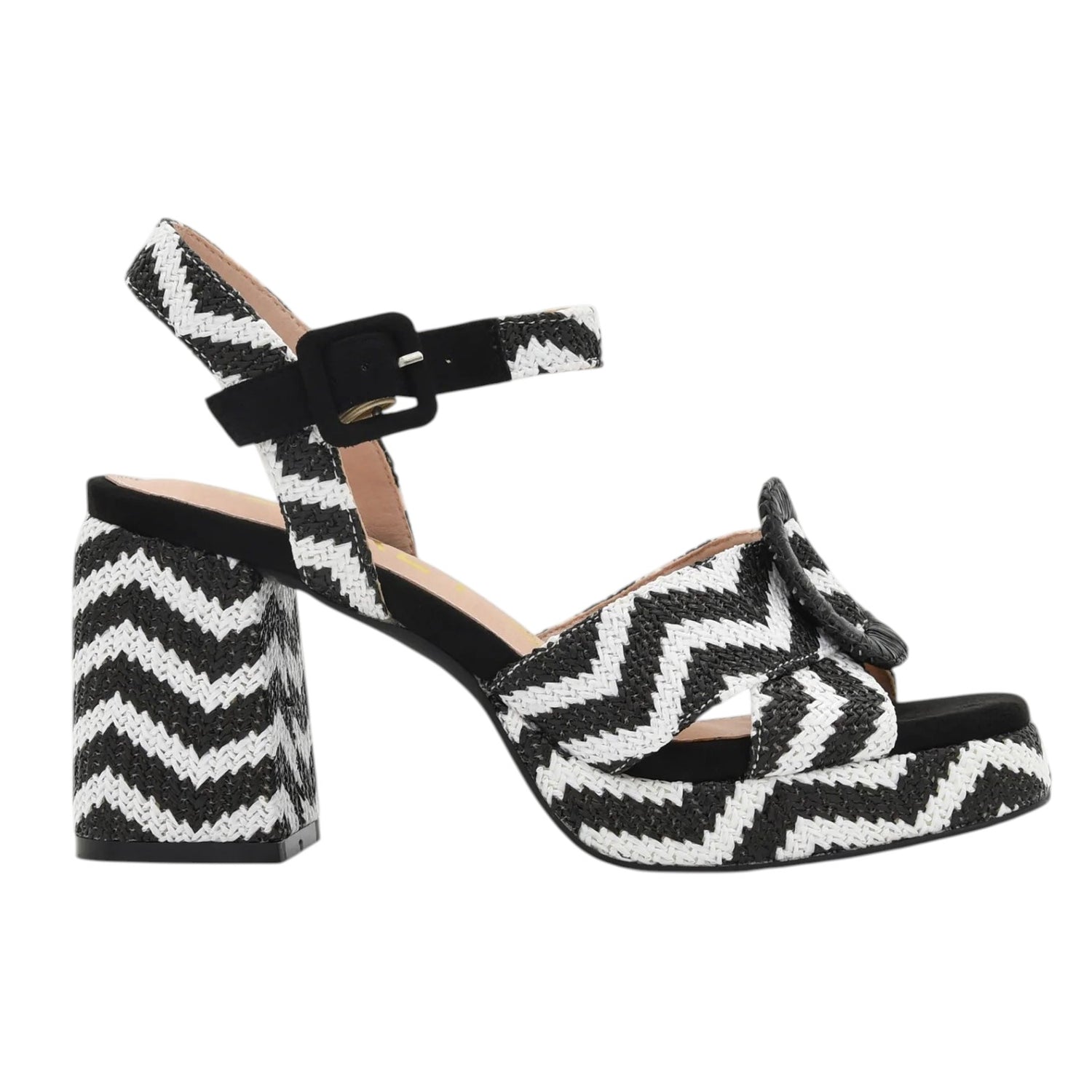 Azarey Sandalo Donna in Raffia Nero con Tacco Largo Alto 90mm