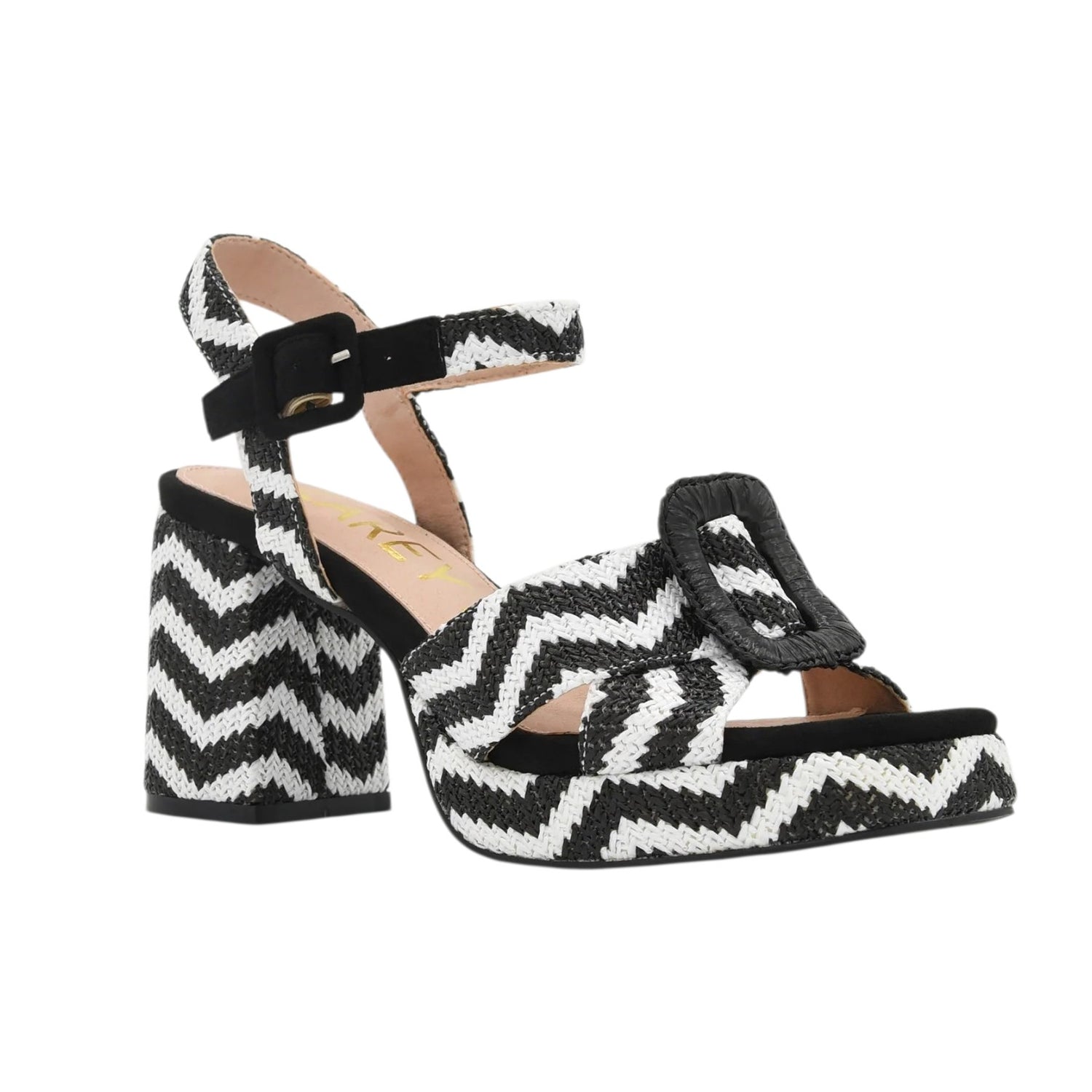 Azarey Sandalo Donna in Raffia Nero con Tacco Largo Alto 90mm