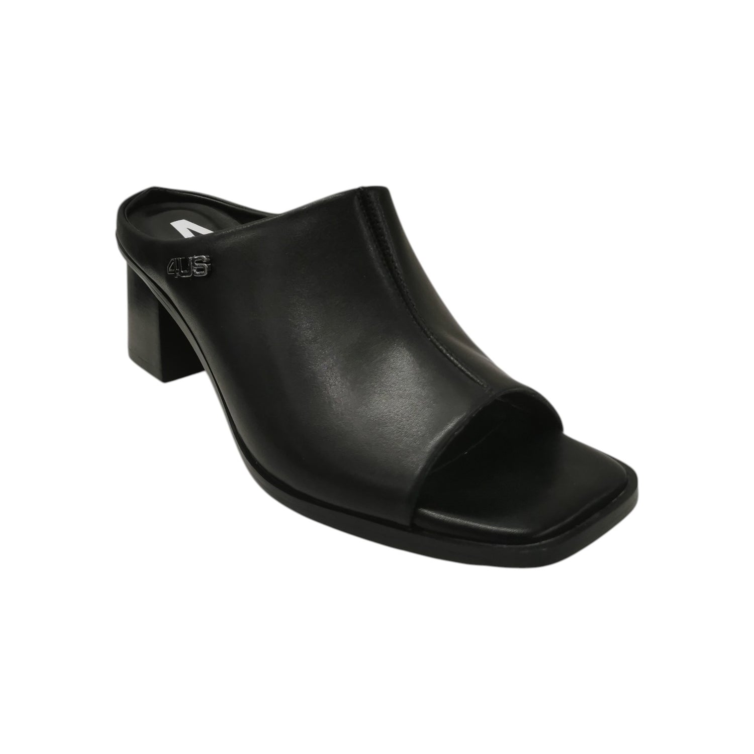 4Us Scalzato Donna in Pelle Nera con Tacco Alto 70mm