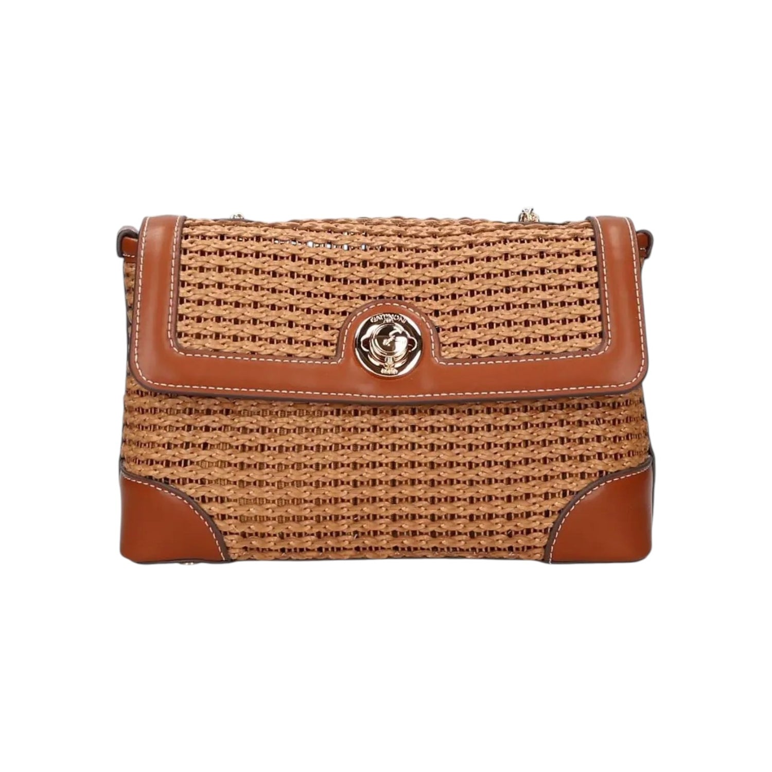 Gattinoni Roma Borsa a Tracolla Donna in Raffia Cuoio