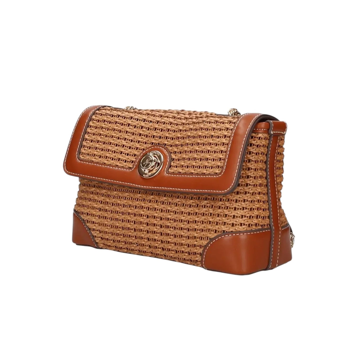Gattinoni Roma Borsa a Tracolla Donna in Raffia Cuoio