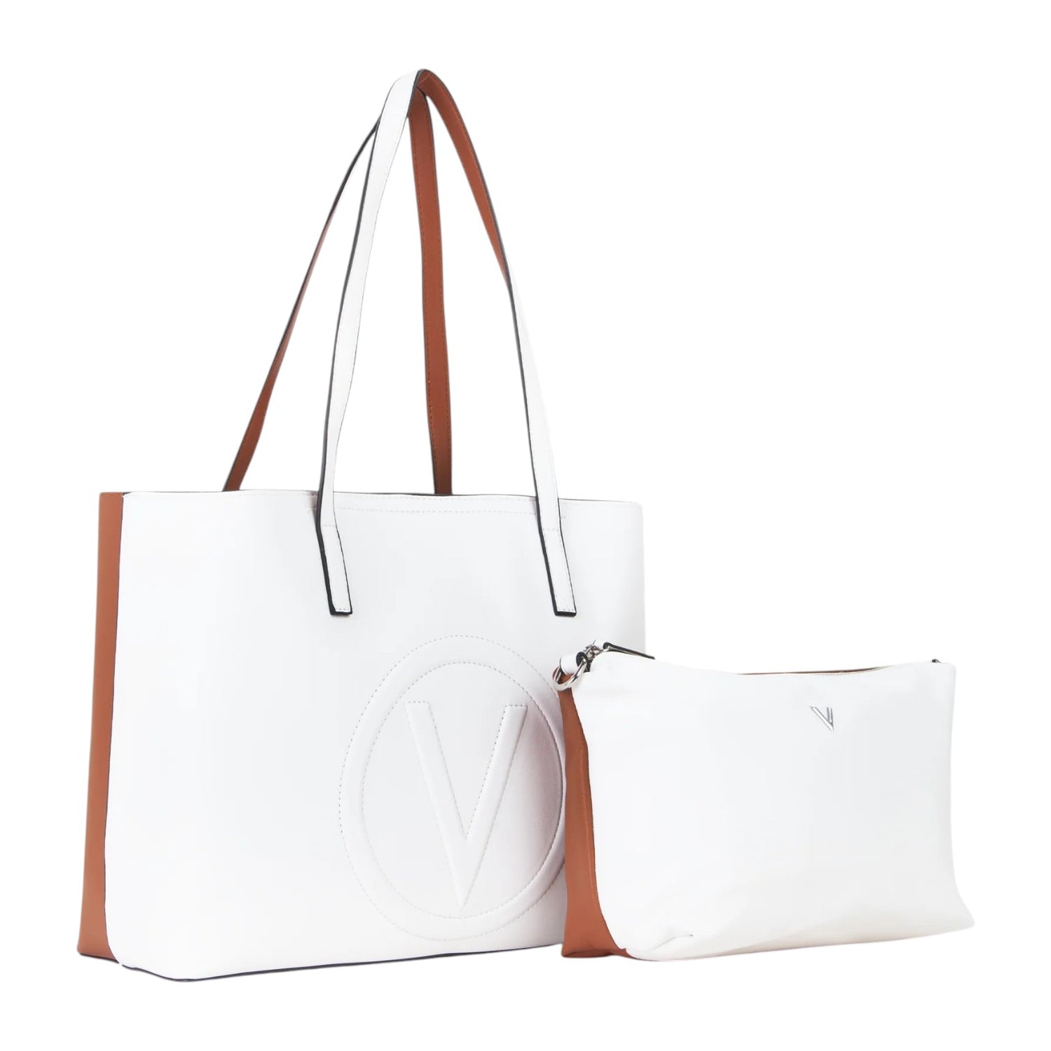Mario Valentino Shopping Bag Donna Selena Re Bianco Cuoio con Pochette