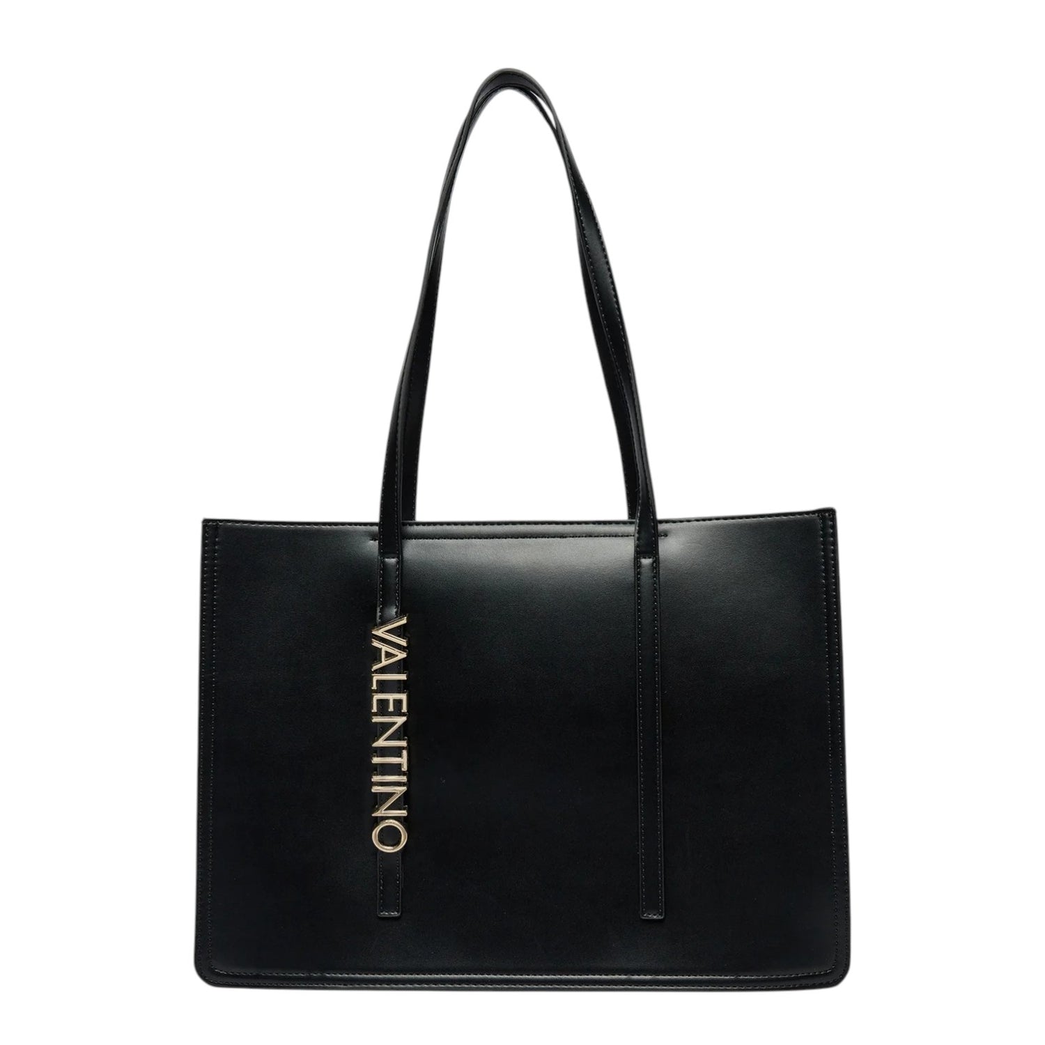 Mario Valentino Shopping Bag Donna in Ecopelle Nera con Logo Lettering