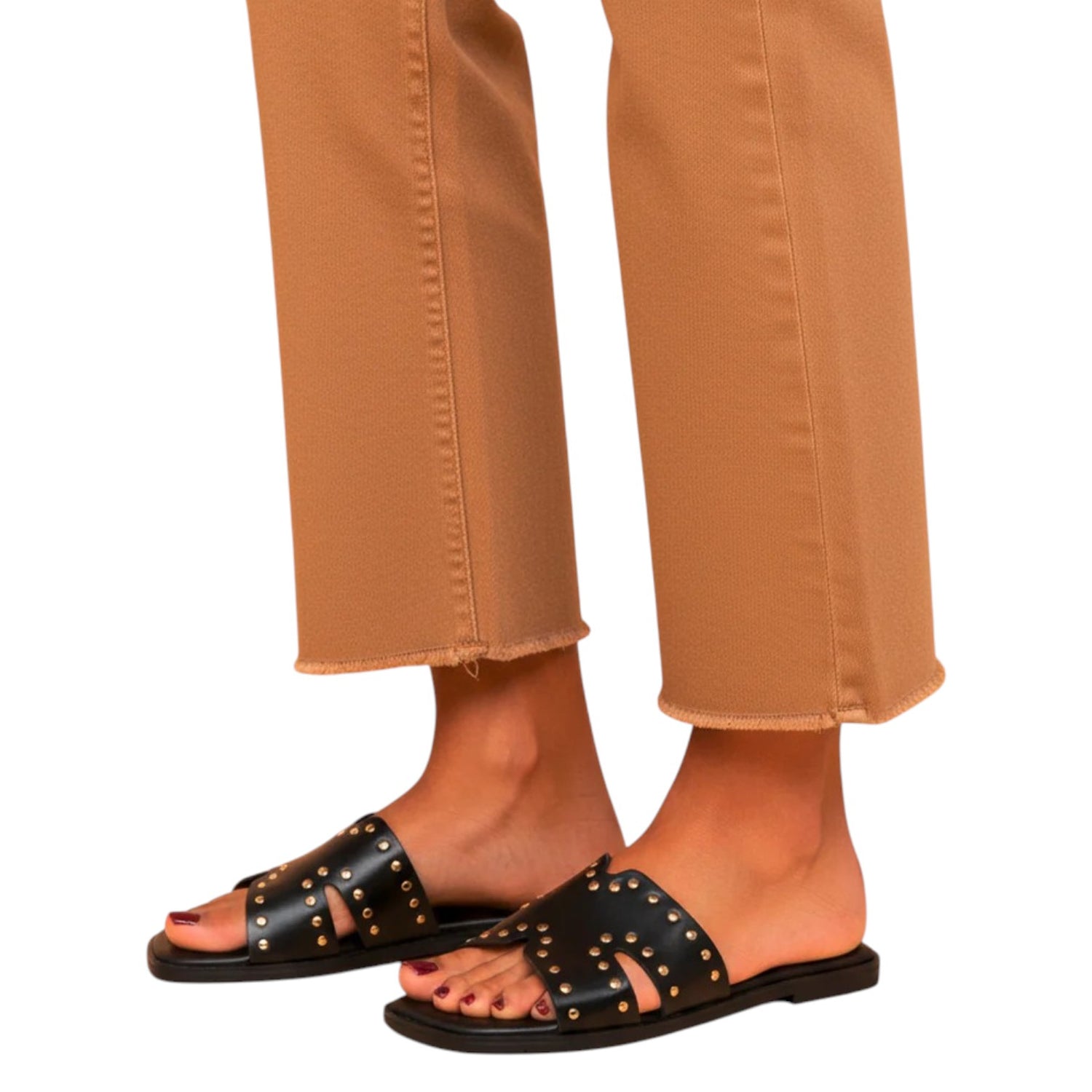 Porronet Ciabatta Donna in Pelle Nera con Borchie