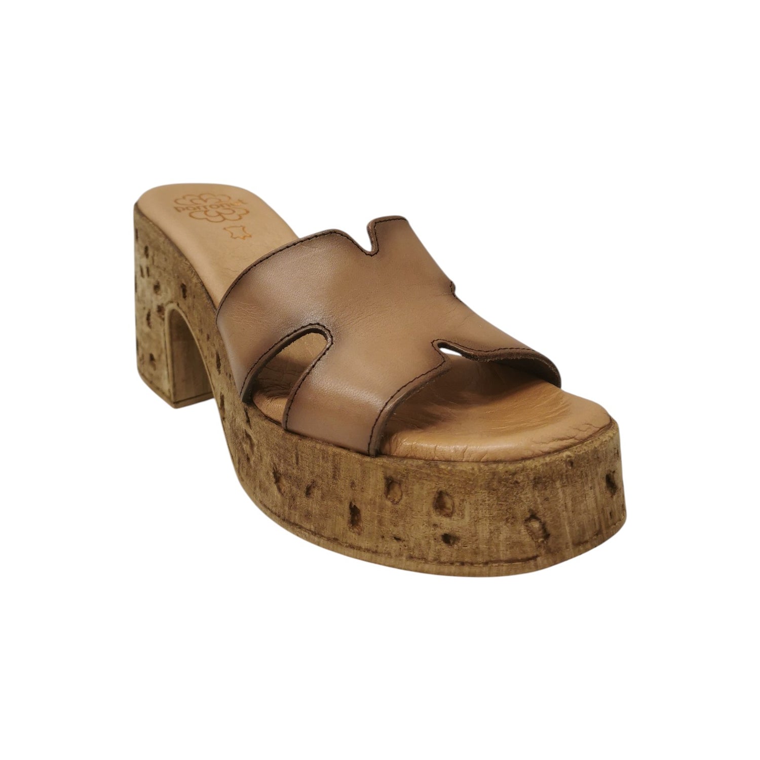 Porronet Scalzato Donna in Pelle Tortora con Tacco Largo Alto 85mm