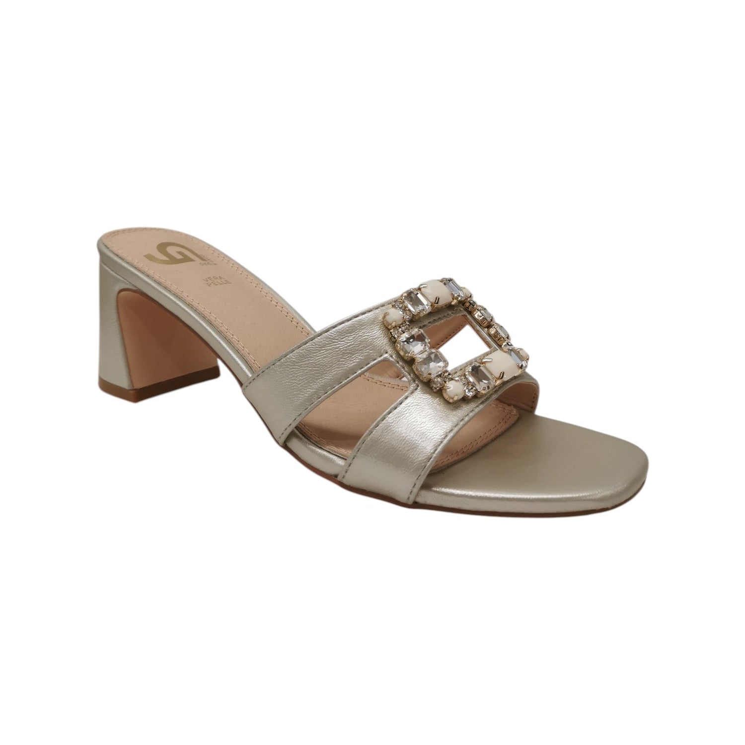 Gold&Gold Scalzato Donna Oro con Pietre con Tacco Blocco Alto 70mm