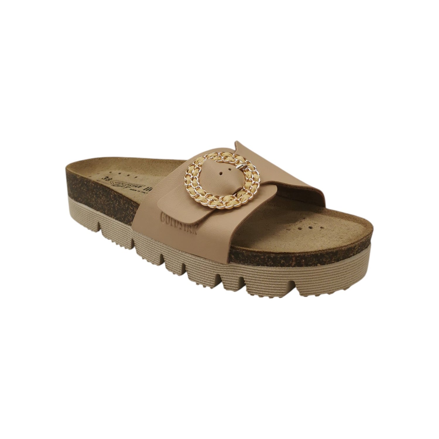 GoldStar Ciabatta Donna in Pelle Nocciola con Fibbia
