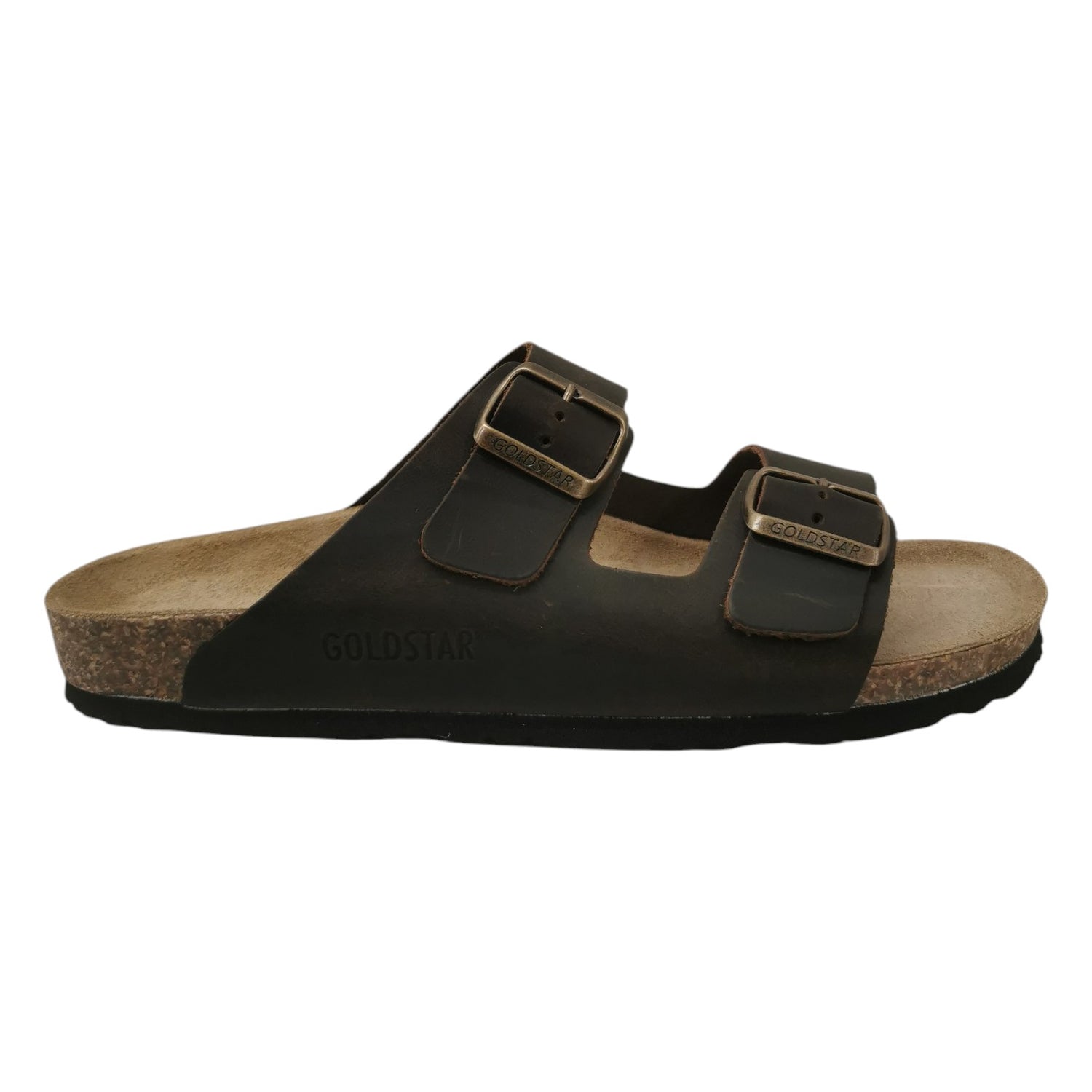 GoldStar Ciabatta Uomo in Pelle Marrone con Doppia Fibbia