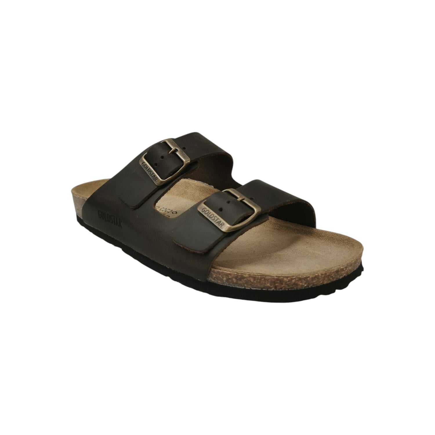 GoldStar Ciabatta Uomo in Pelle Marrone con Doppia Fibbia