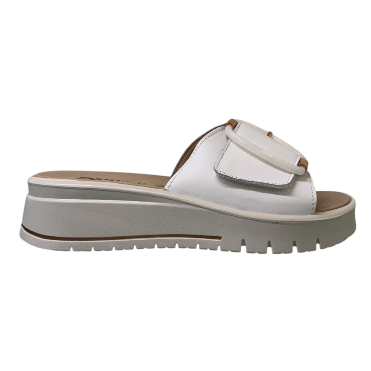 Enval Soft Ciabatta Donna in Pelle Bianca con Fibbia