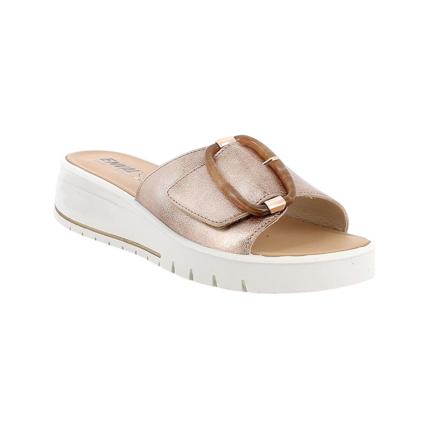 Enval Soft Ciabatta Donna in Pelle Champagne con Fibbia