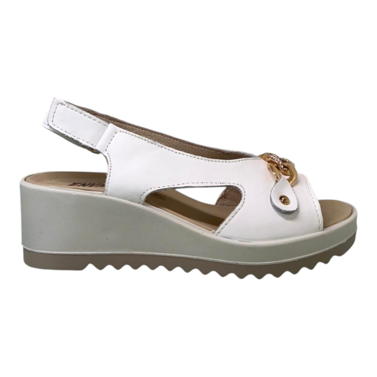 Enval Soft Sandalo Donna in Pelle Bianca con Zeppa Alta 55mm