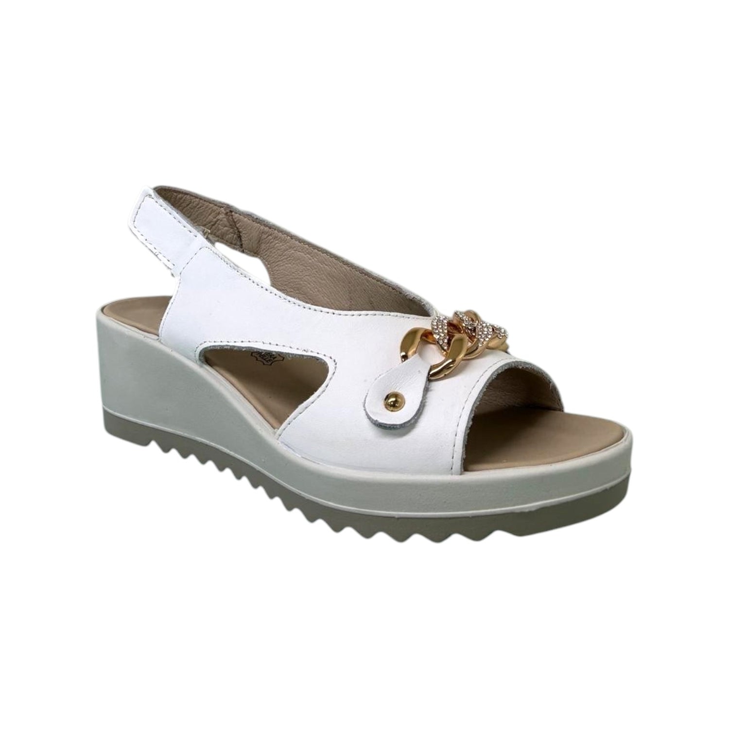 Enval Soft Sandalo Donna in Pelle Bianca con Zeppa Alta 55mm