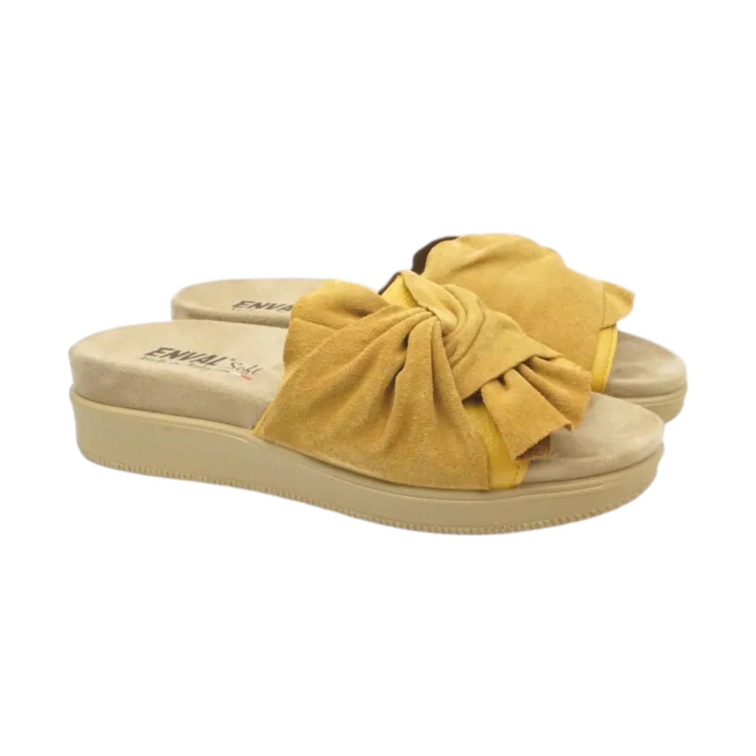 Enval Soft Ciabatta Donna in Pelle Scamosciata Senape
