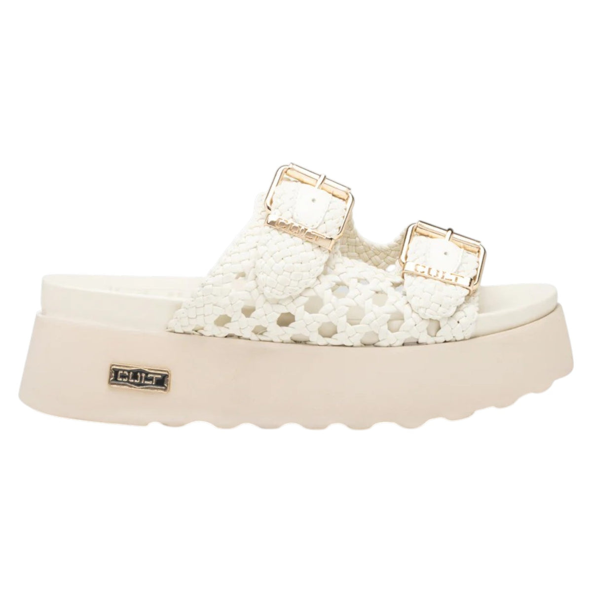 Cult Ciabatta Donna Intrecciata Platform Bianca