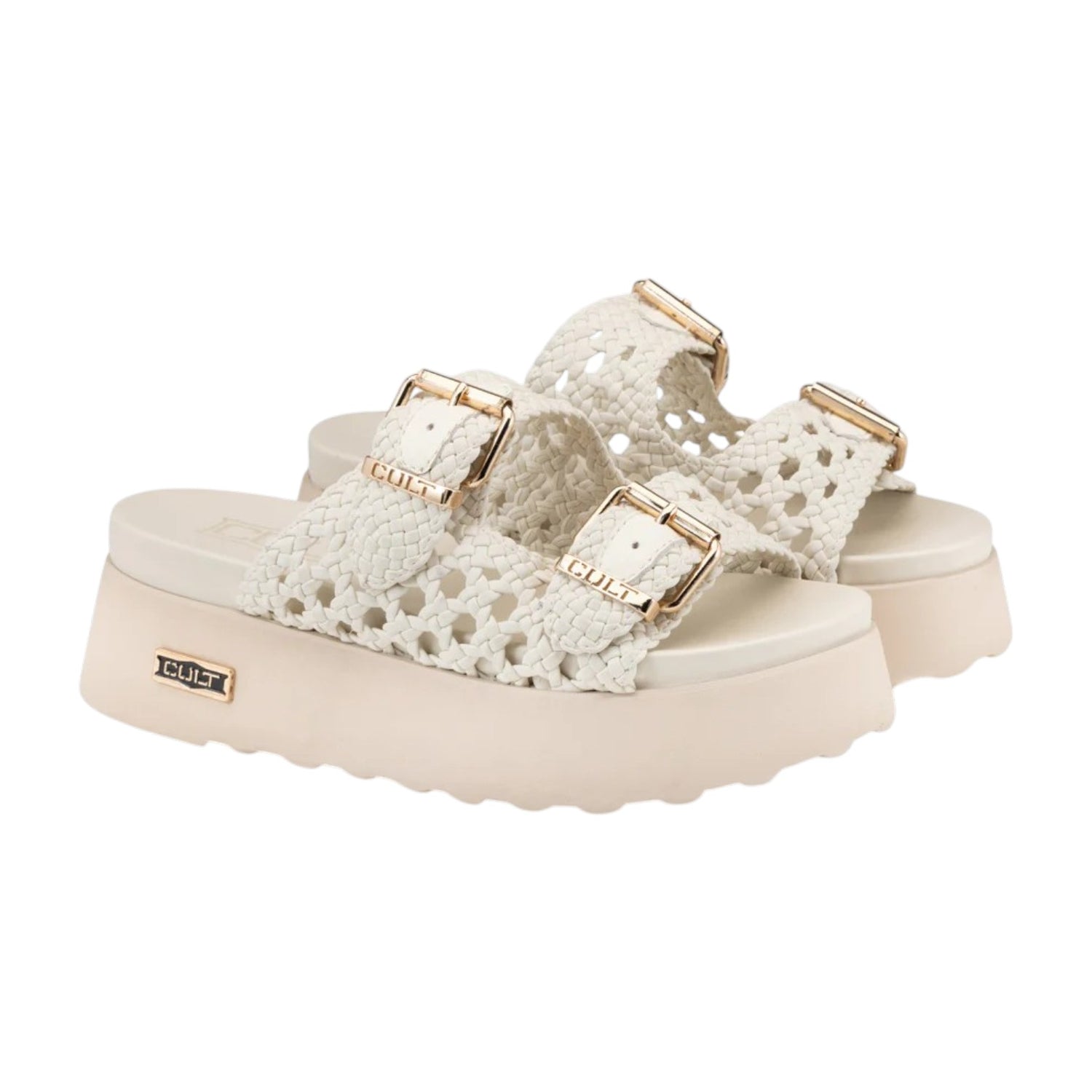 Cult Ciabatta Donna Intrecciata Platform Bianca