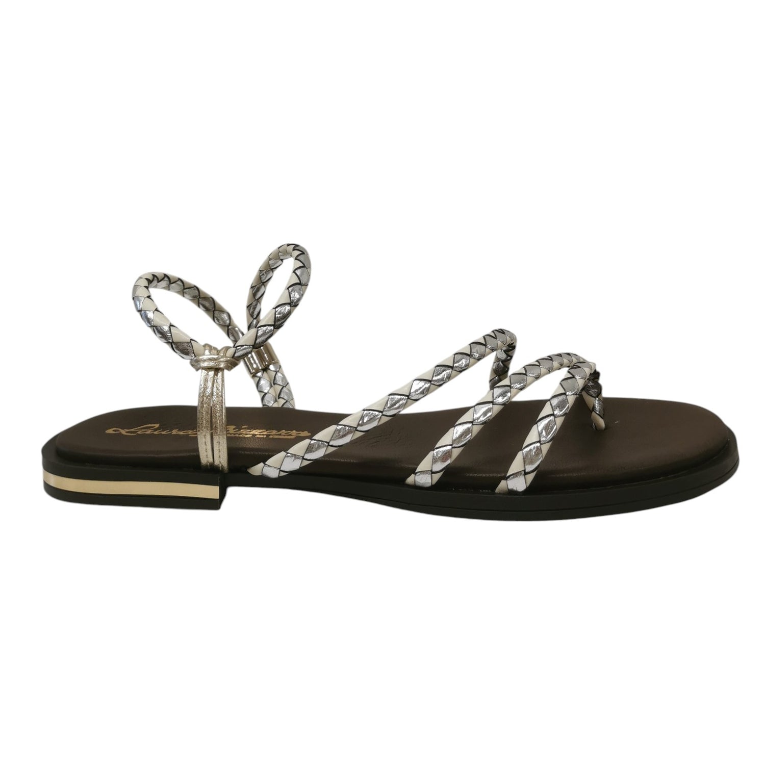 Laura Bizzarri Infradito Donna in Pelle Intrecciata Beige Oro