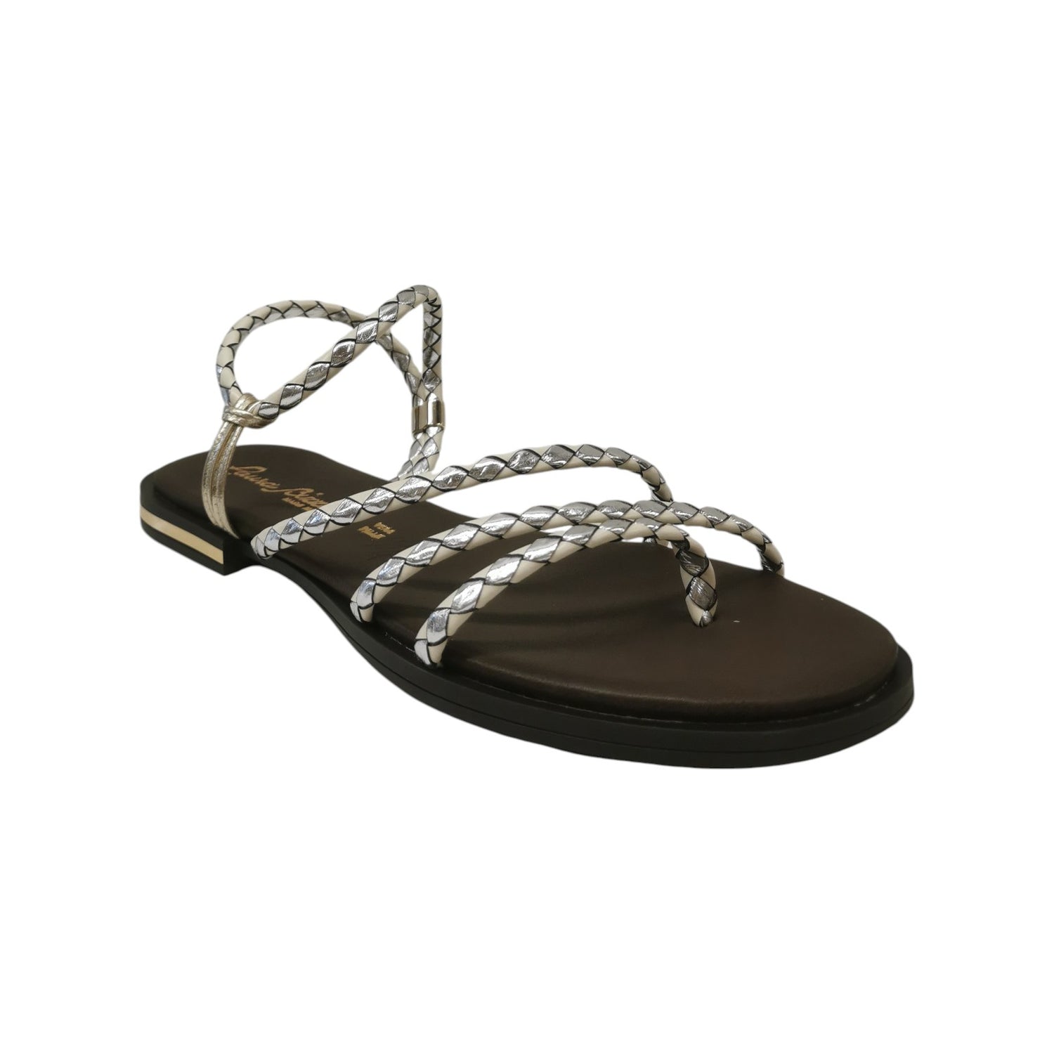 Laura Bizzarri Infradito Donna in Pelle Intrecciata Beige Oro