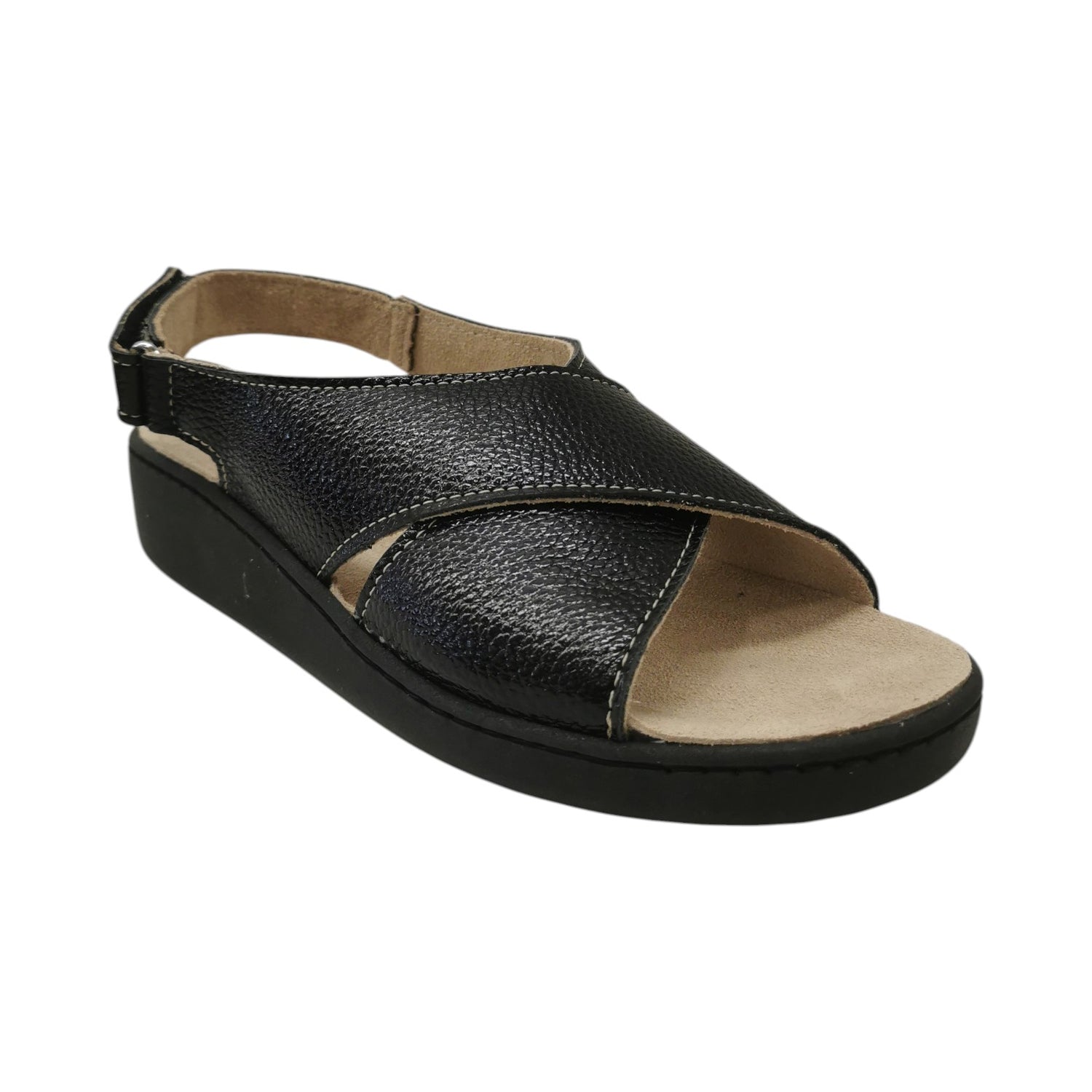 Susimoda Sandalo Donna in Pelle Nera con Strappo