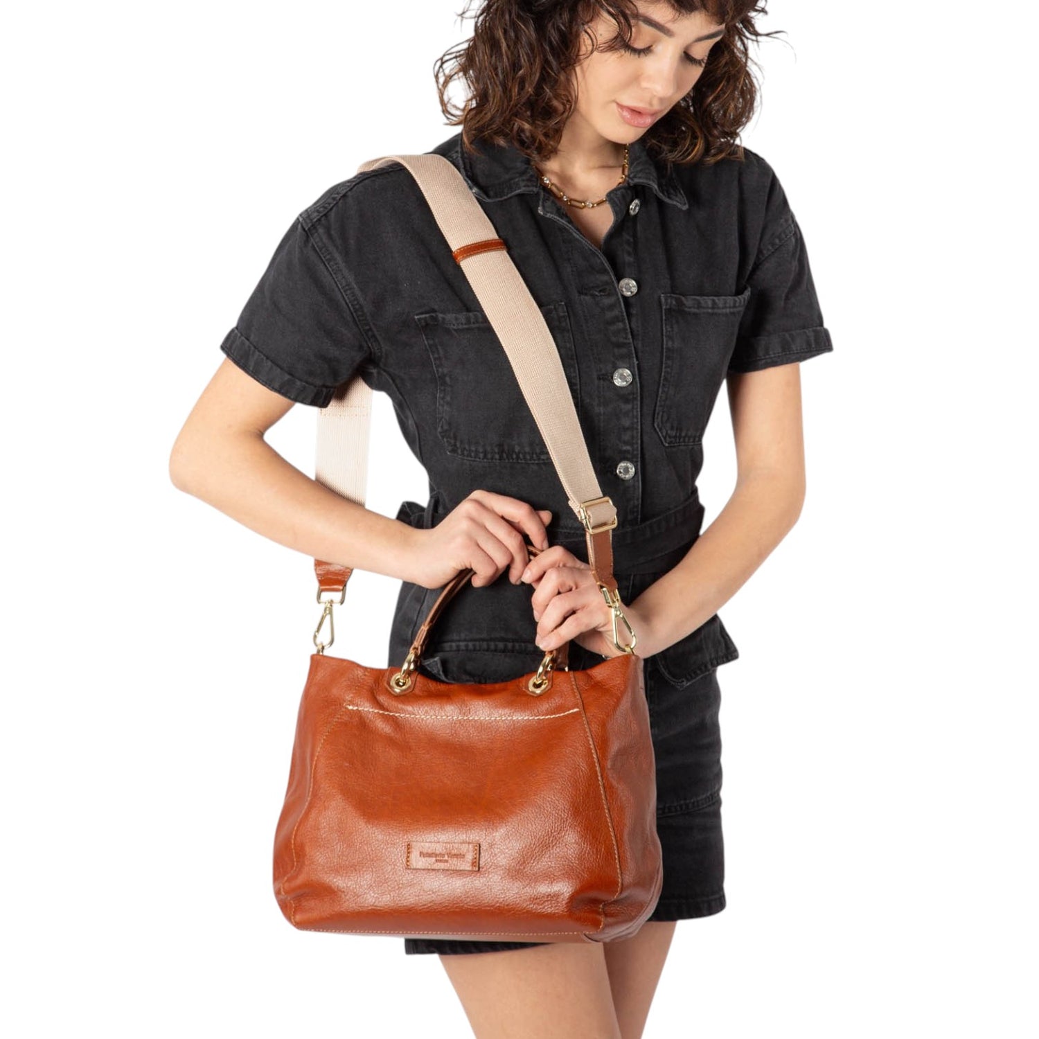 Pelletteria Veneta Borsa a Mano Donna in Pelle Cuoio con Tracolla