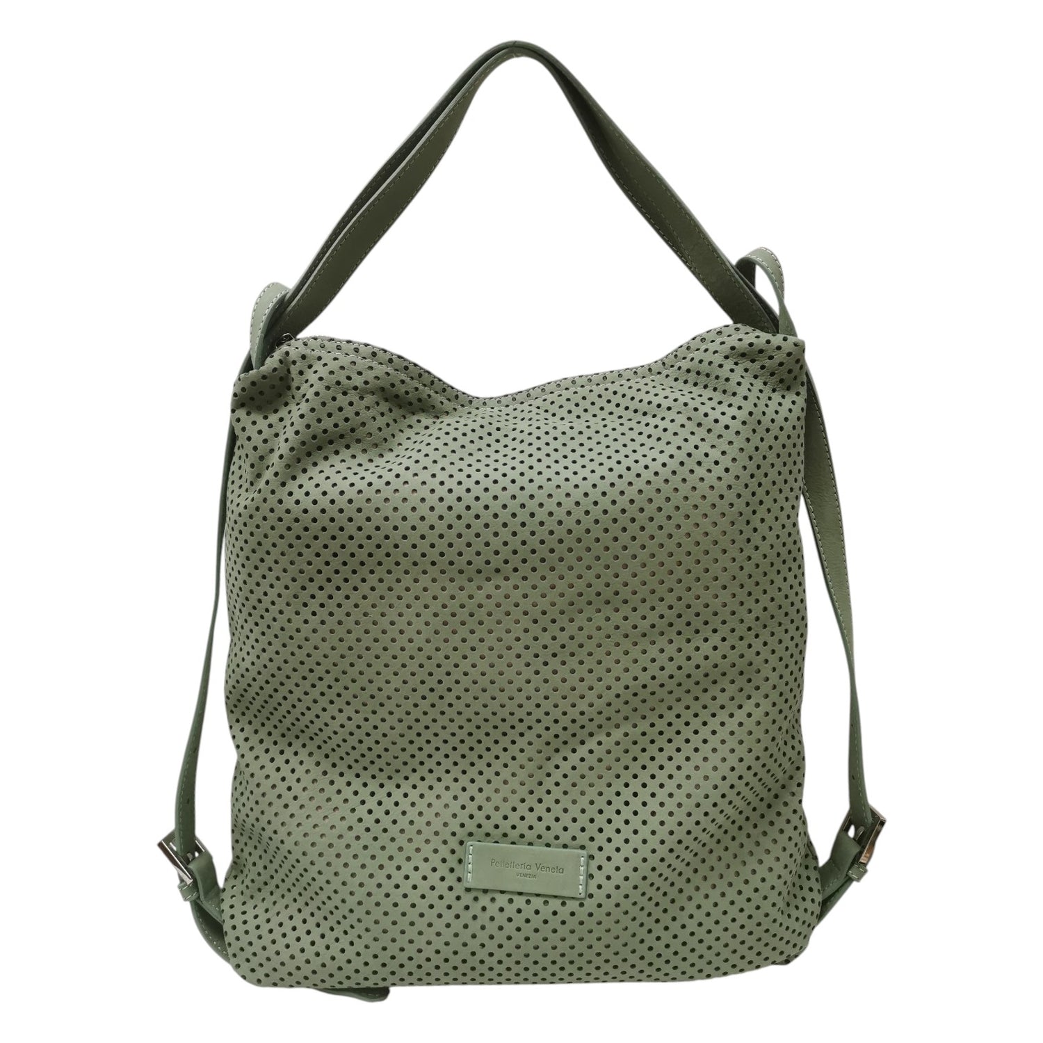 Pelletteria Veneta Borsa/Zaino Donna in Nabuck Traforato Salvia