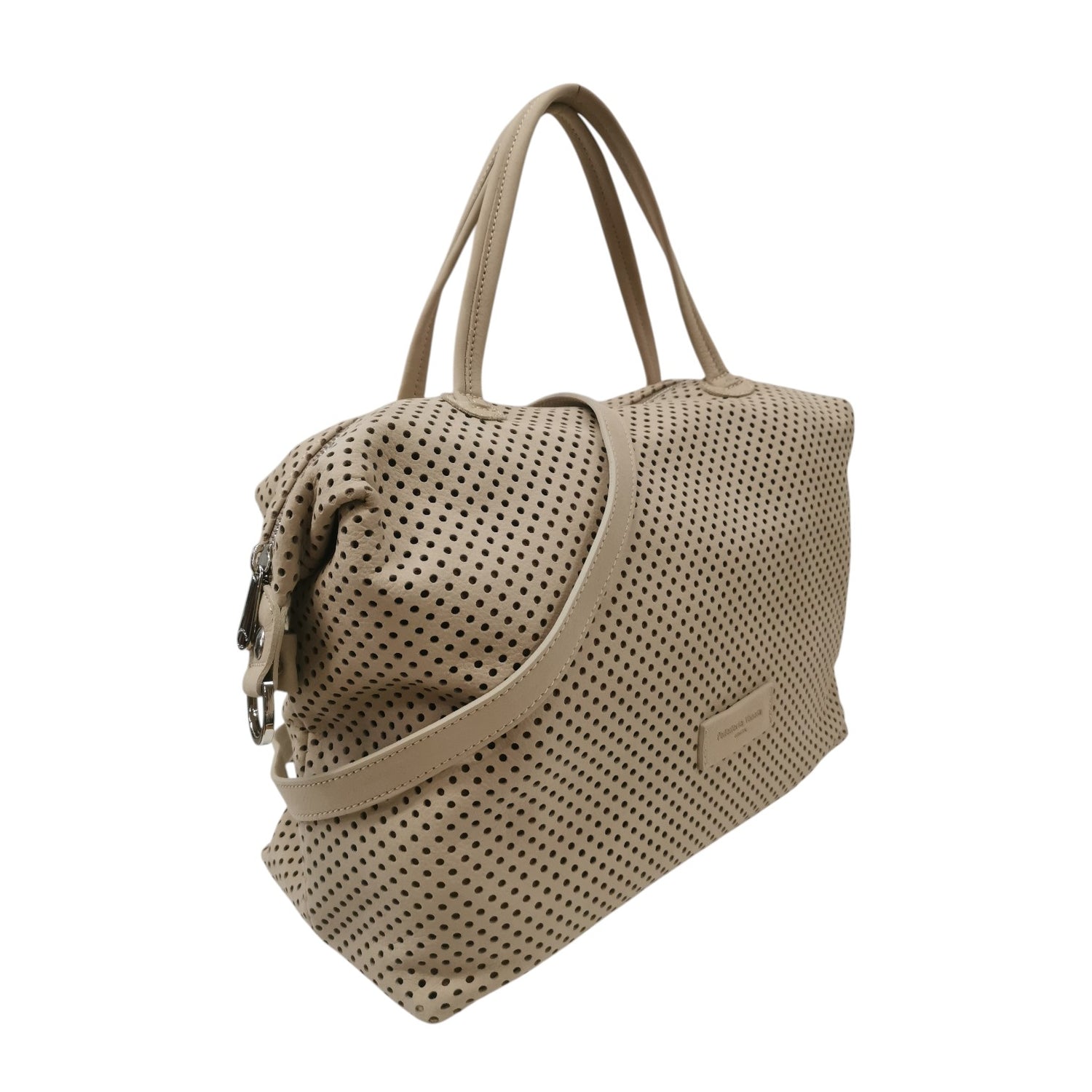 Pelletteria Veneta Borsa a Mano Donna in Nabuck Traforato Marmo con Tracolla