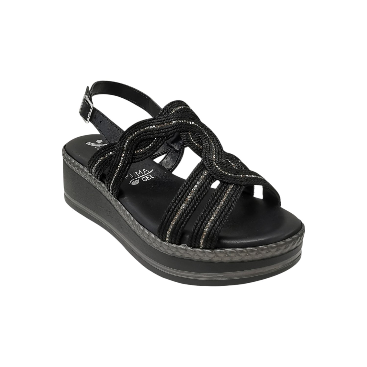 Susimoda Sandalo Donna Nero in Corda con Zeppa Alta 55mm