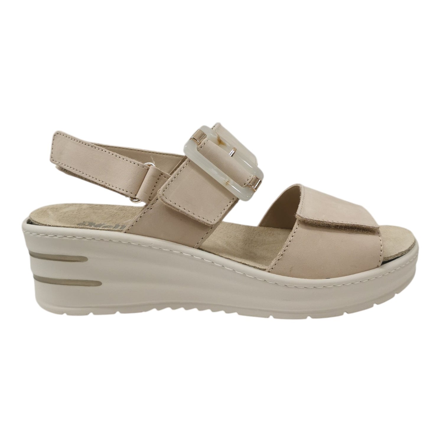 Melluso Sandalo Donna in Pelle Avorio con Plantare Estraibile