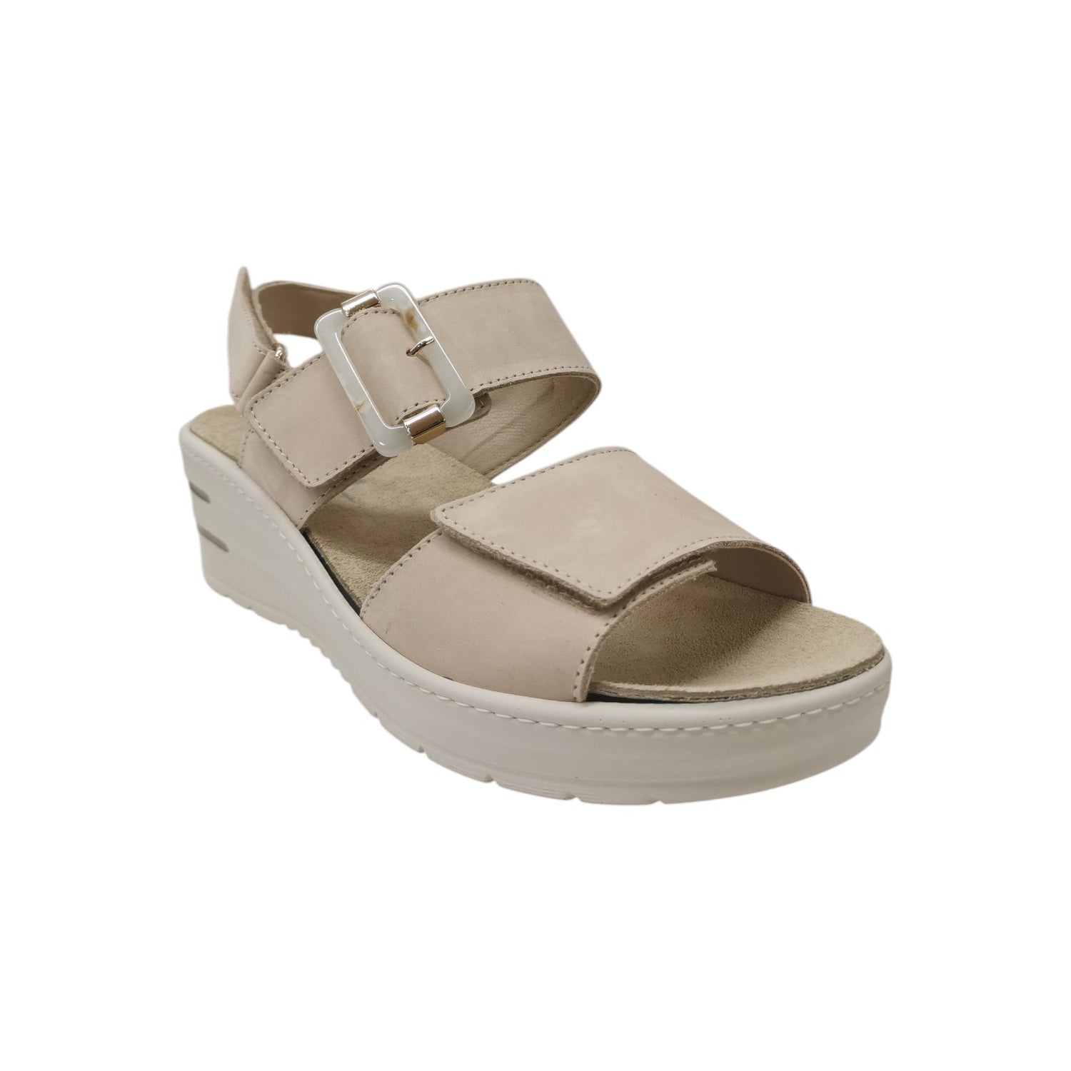 Melluso Sandalo Donna in Pelle Avorio con Plantare Estraibile