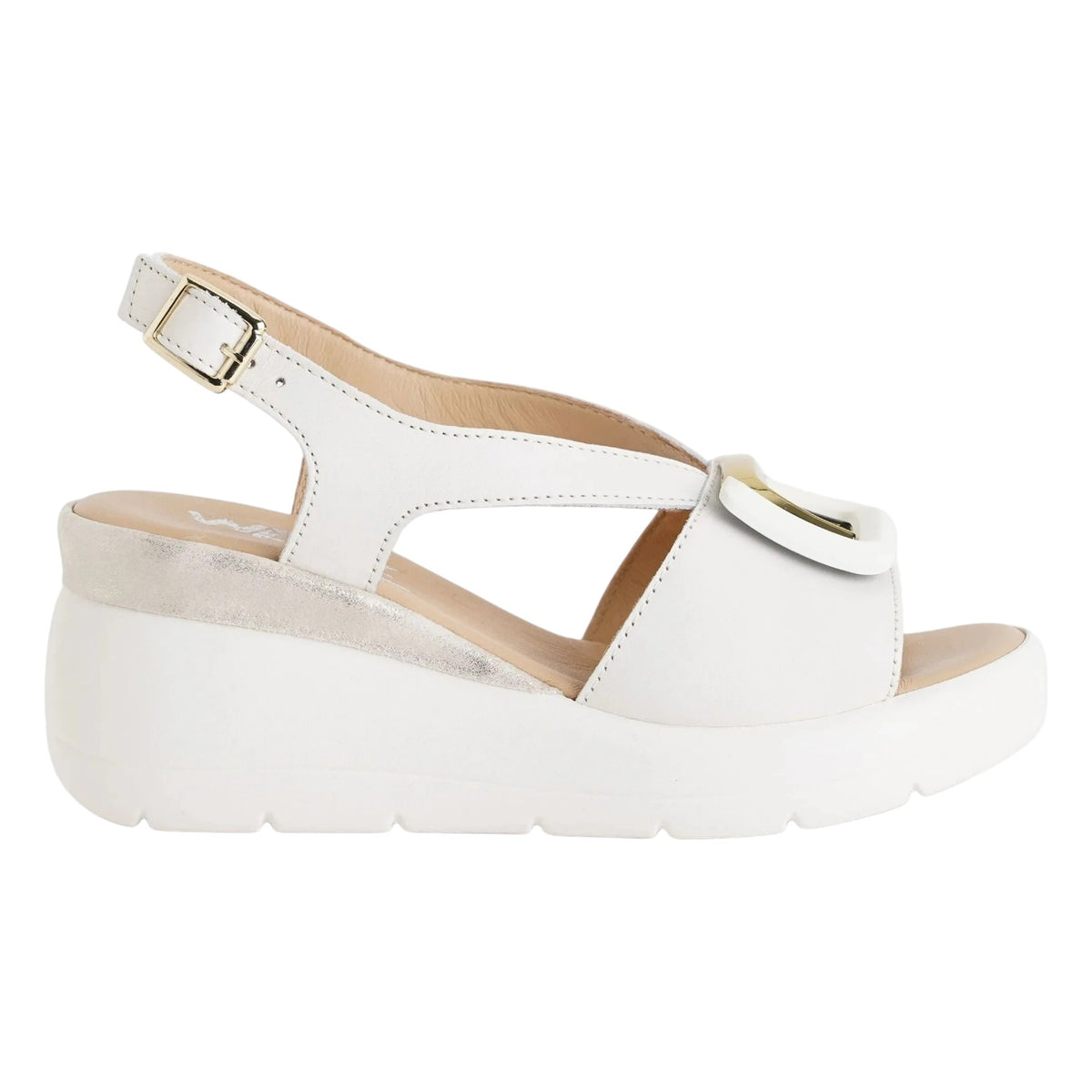 Melluso Sandalo Donna in Pelle Bianca con Zeppa Alta 70mm