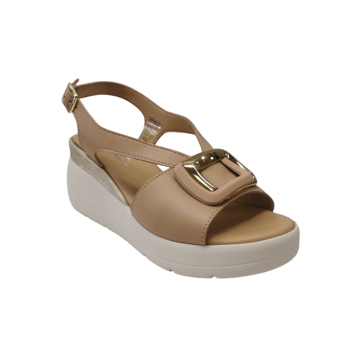 Melluso Sandalo Donna in Pelle Nudo con Zeppa Alta 70mm