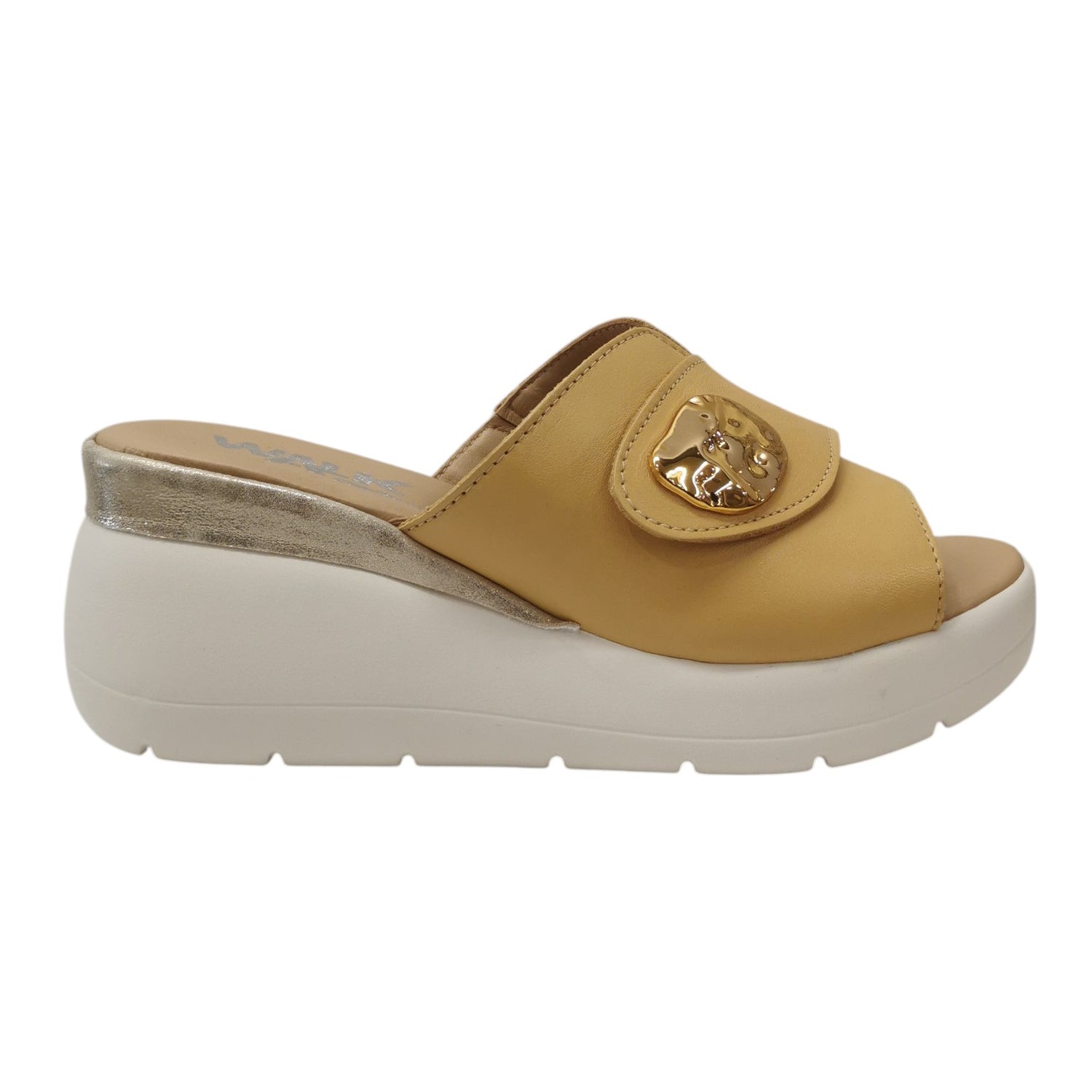 Melluso Ciabatta Donna in Pelle Gialla con Zeppa Alta 70mm