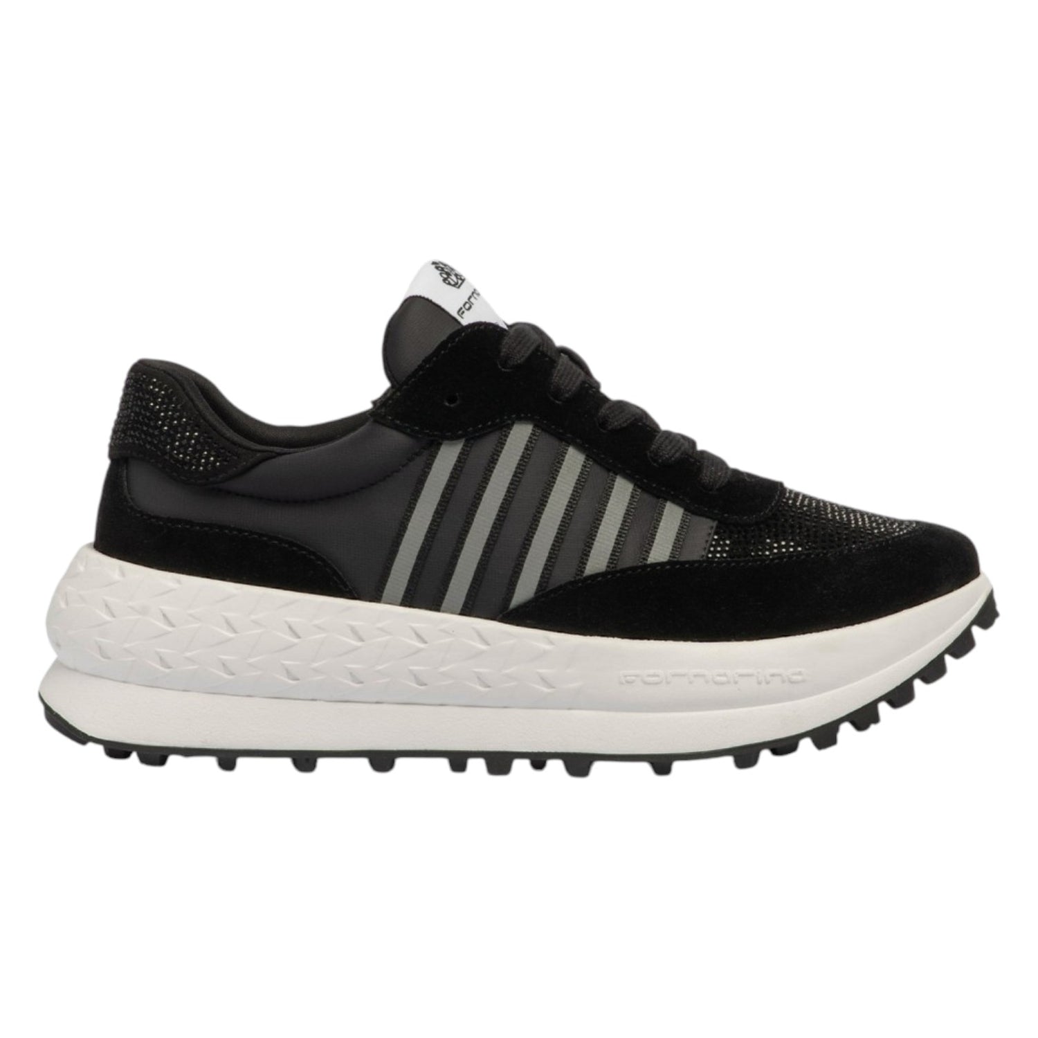 Fornarina Double Run Sneakers Donna Nera con Strass