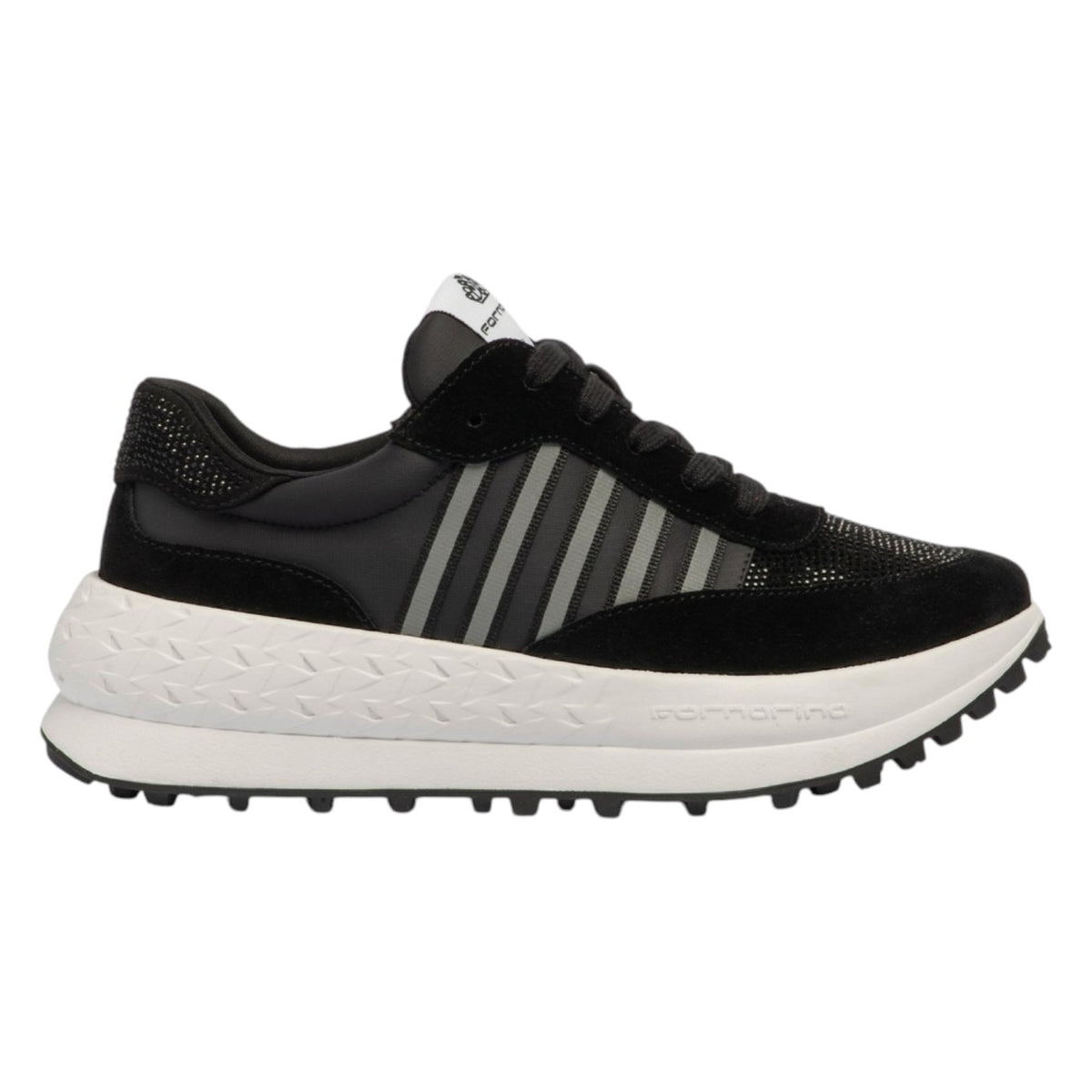 Fornarina Double Run Sneakers Donna Nera con Strass