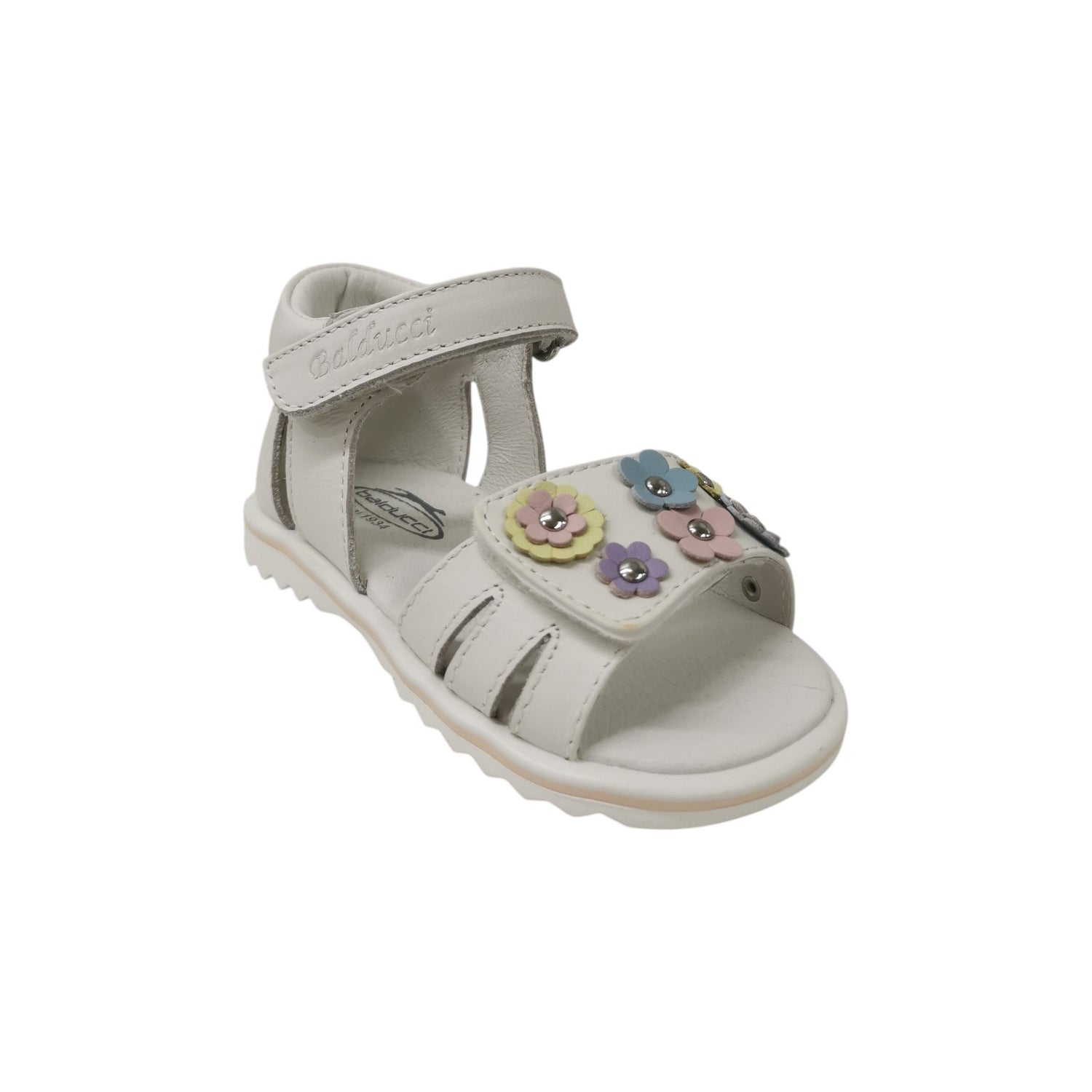 Balducci Sandalo Donna in Pelle Bianca con Fiori e Strappo