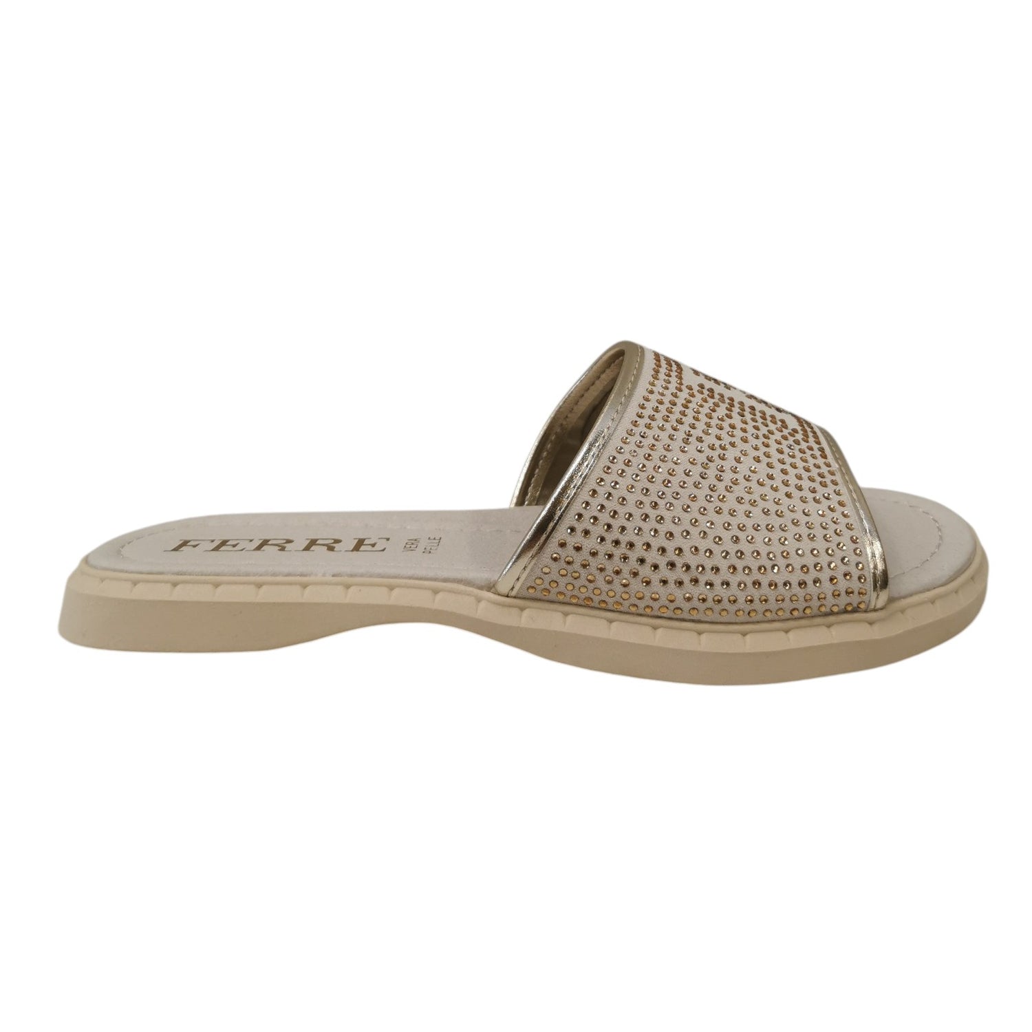 Ferrè Ciabatta Bambina Beige Oro con Mini Strass Numero 31/32/33/34
