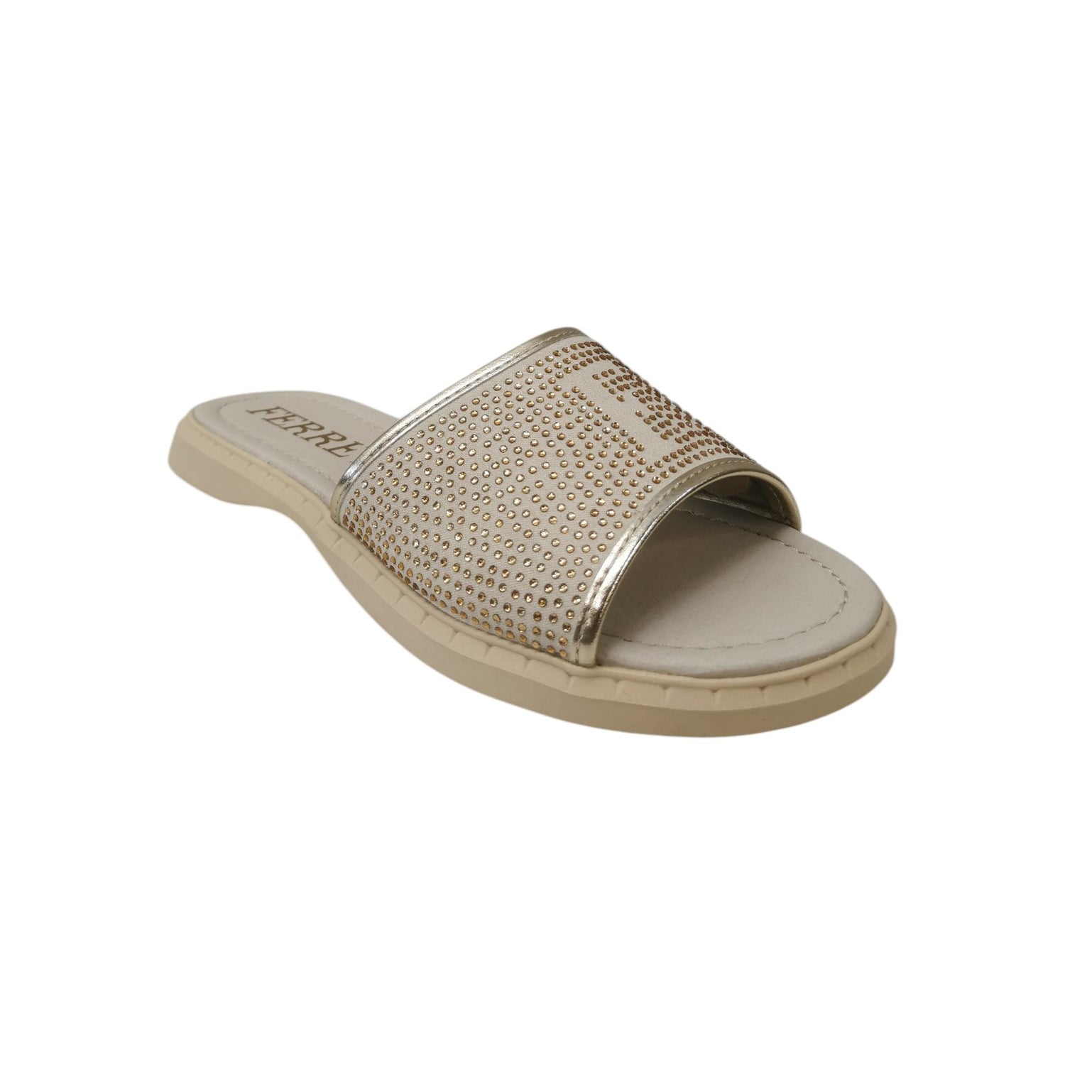 Ferrè Ciabatta Bambina Beige Oro con Mini Strass Numero 31/32/33/34