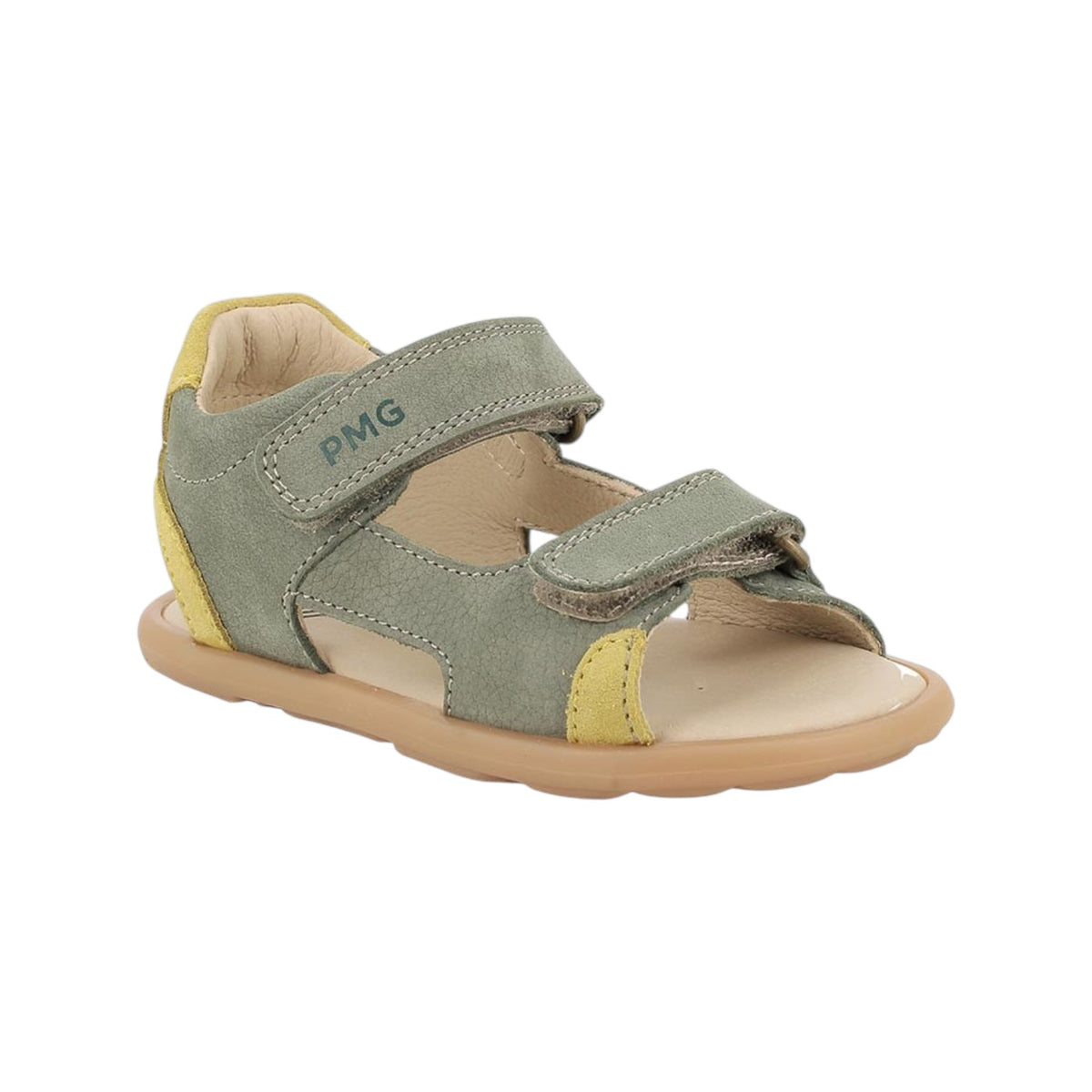 Primigi Sandalo Bambino in Pelle Salvia con Inserto Giallo