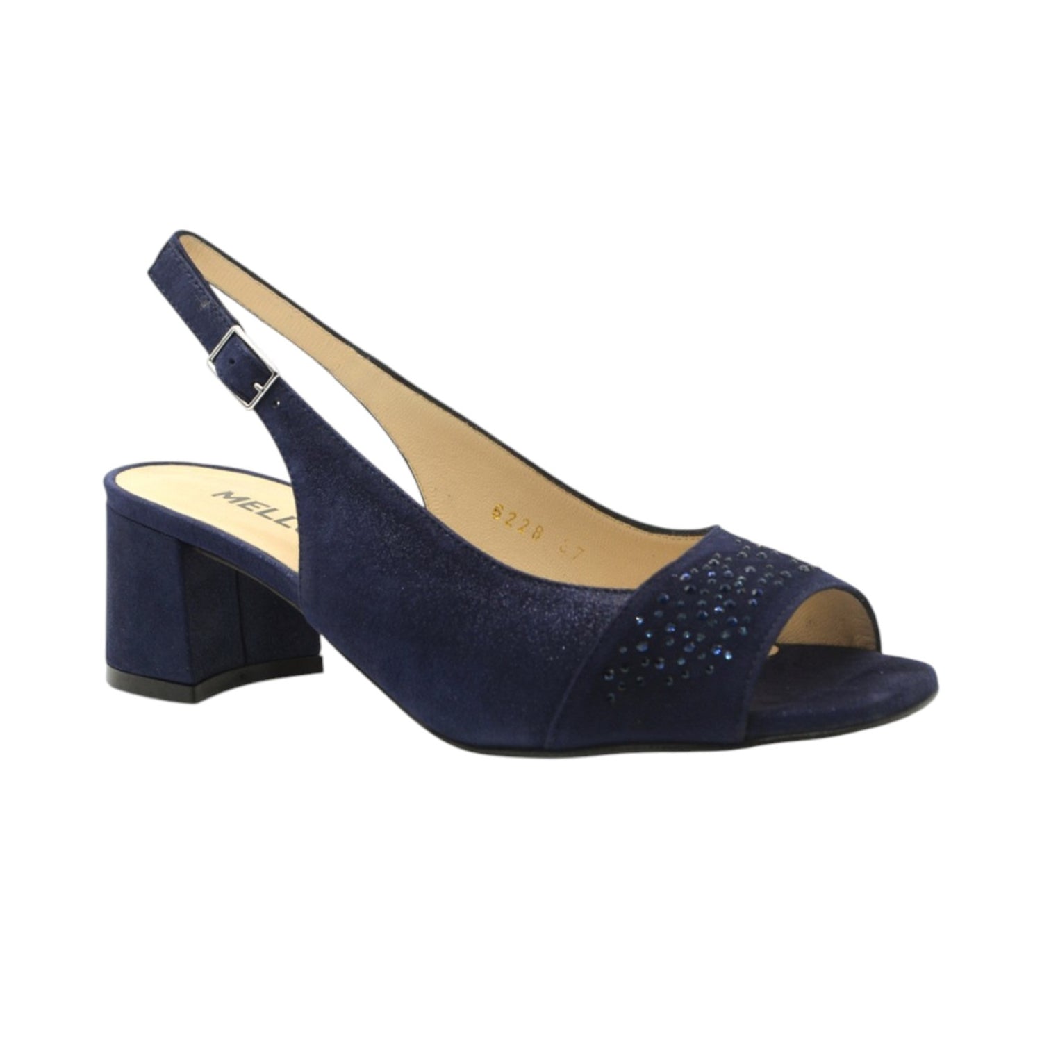 Melluso Spuntata Donna Blu con Strass e Tacco Largo Alto 60mm