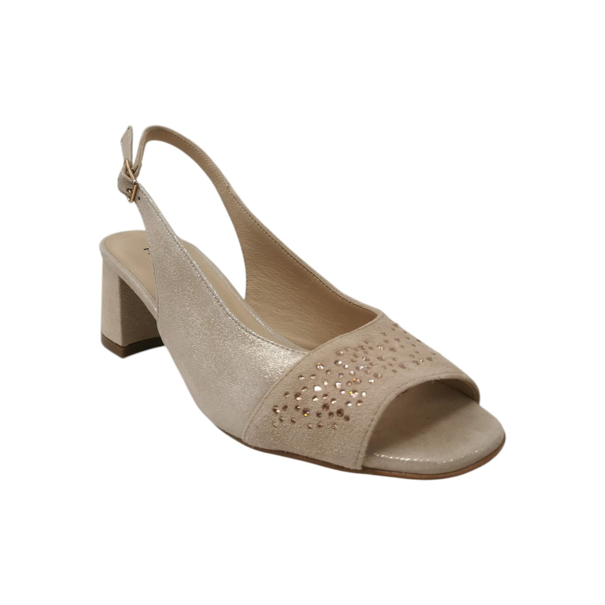 Melluso Spuntata Donna Platino con Strass e Tacco Largo Alto 60mm