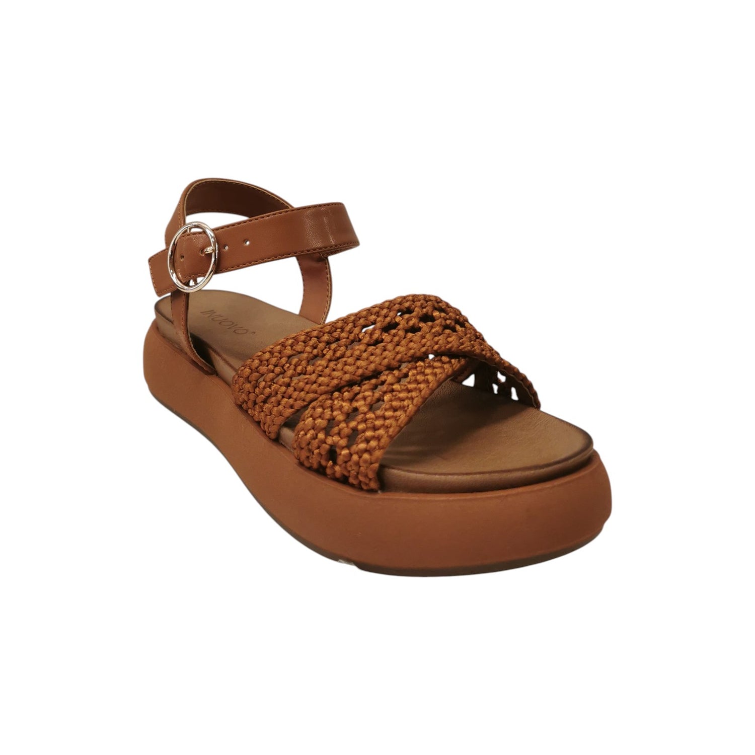Inuovo Sandalo Donna in Pelle Cuoio Intrecciata con Platform Alto 40mm