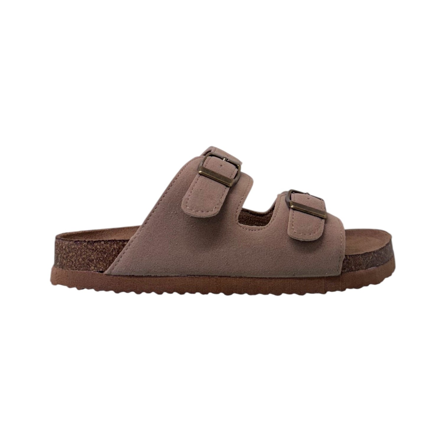 Asso Ciabatta Bambino in Camoscio Sintetico Camel con Doppia Fibbia