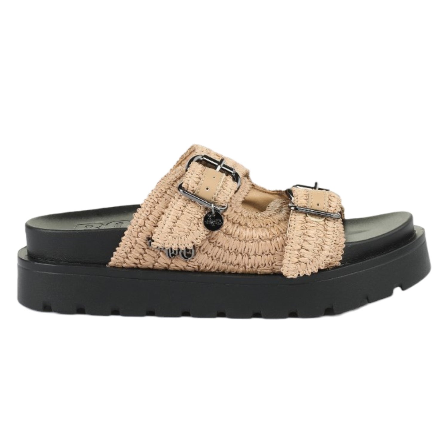 Buffalo Raya Ari Bo Ciabatta Platform Donna in Raffia Crema