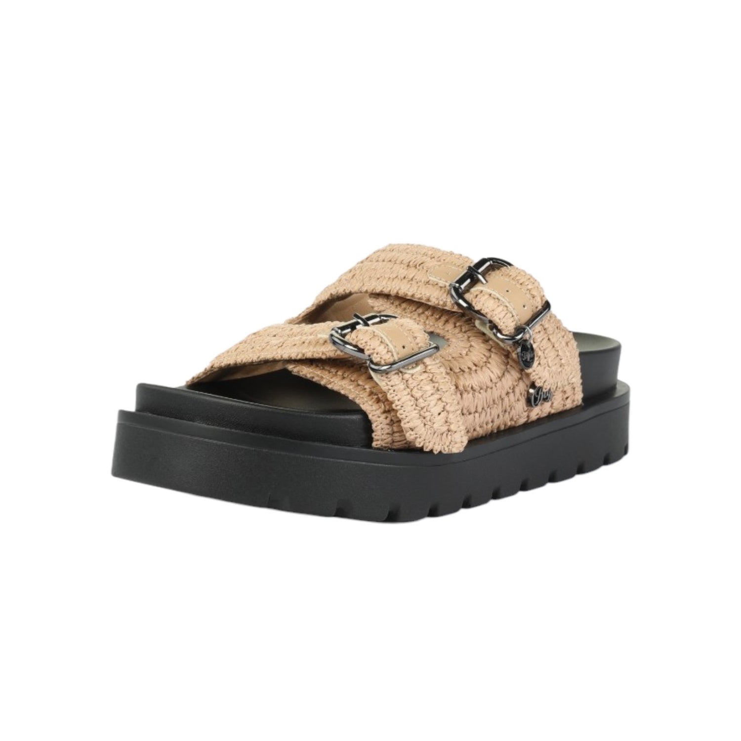 Buffalo Raya Ari Bo Ciabatta Platform Donna in Raffia Crema