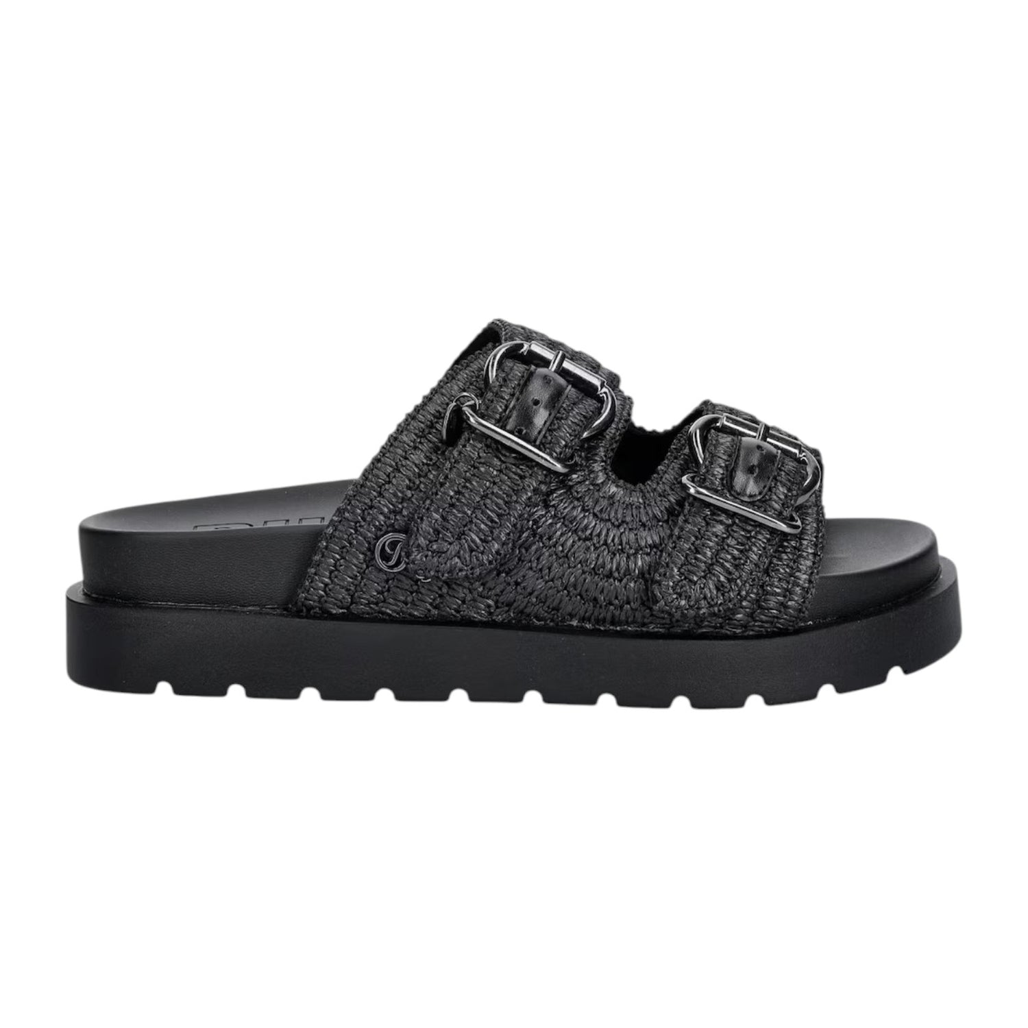 Buffalo Raya Ari Bo Ciabatta Platform Donna in Raffia Nera