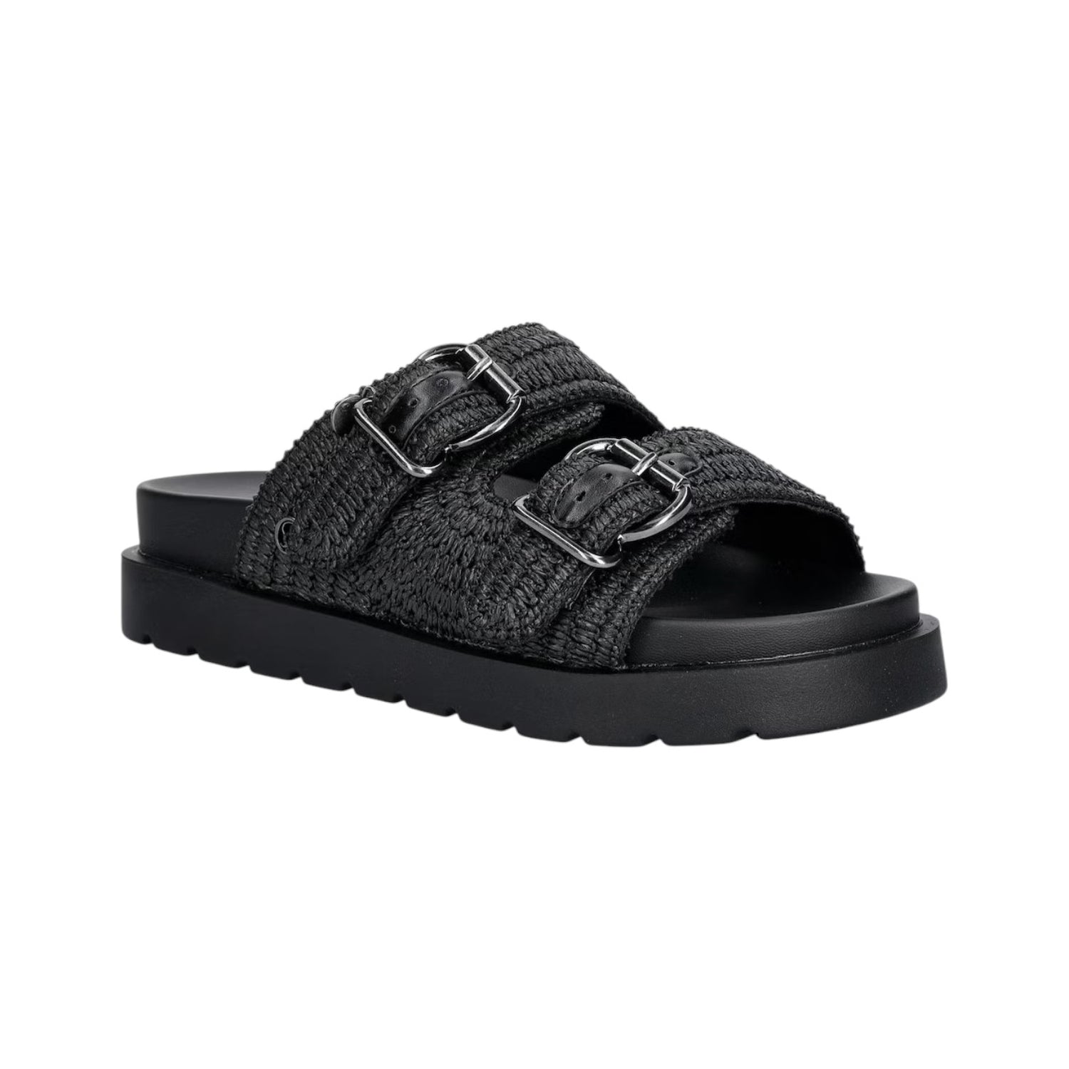Buffalo Raya Ari Bo Ciabatta Platform Donna in Raffia Nera