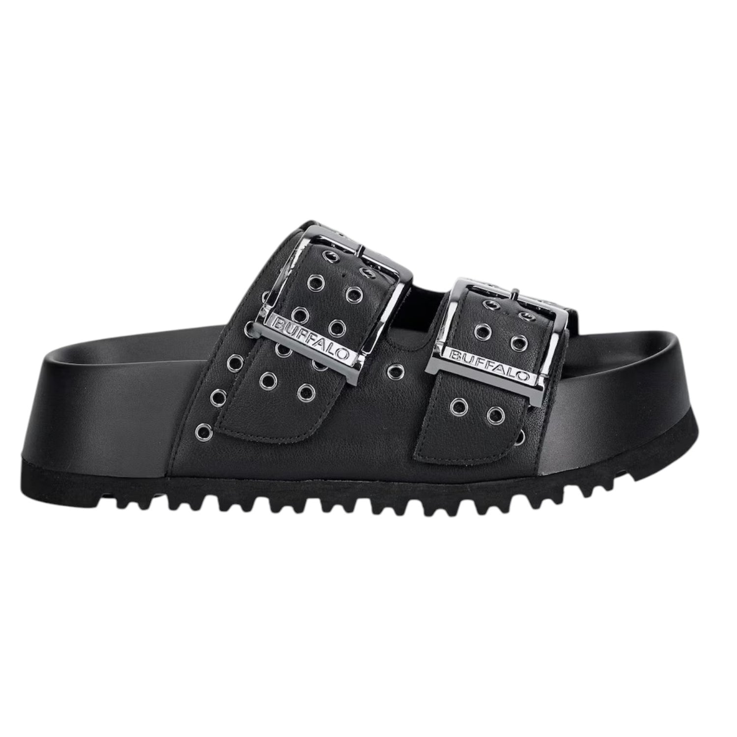 Buffalo Jane Ari Riv Ciabatta Platform Donna Nera con Borchie