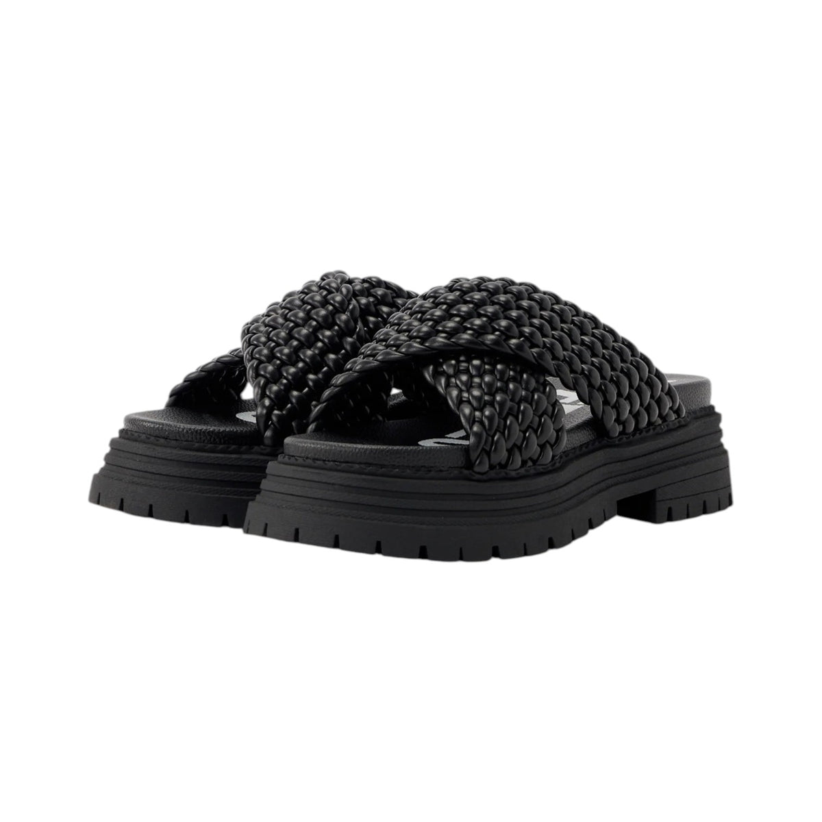 Buffalo Lennox Cross Ciabatta Donna Intrecciata Nera
